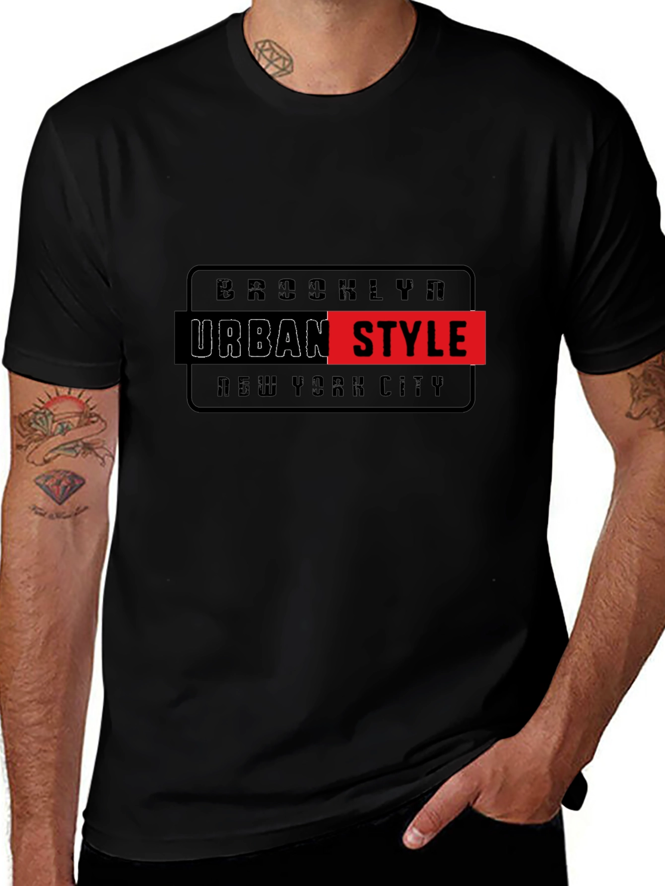 Brooklyn Urban Style Graphic Print Black T-Shirt