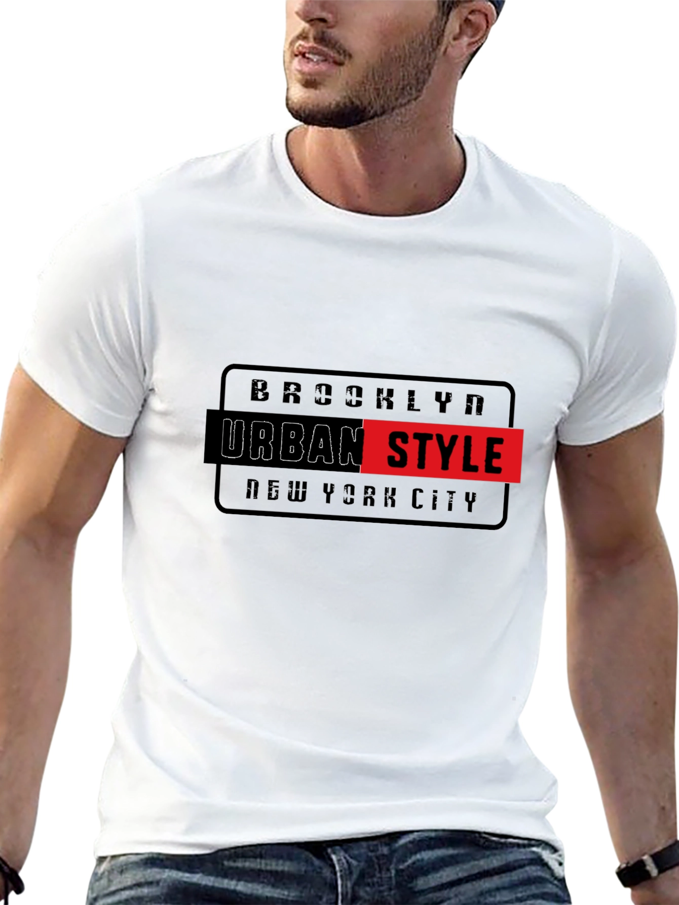 Brooklyn Urban Style Graphic Print Black T-Shirt