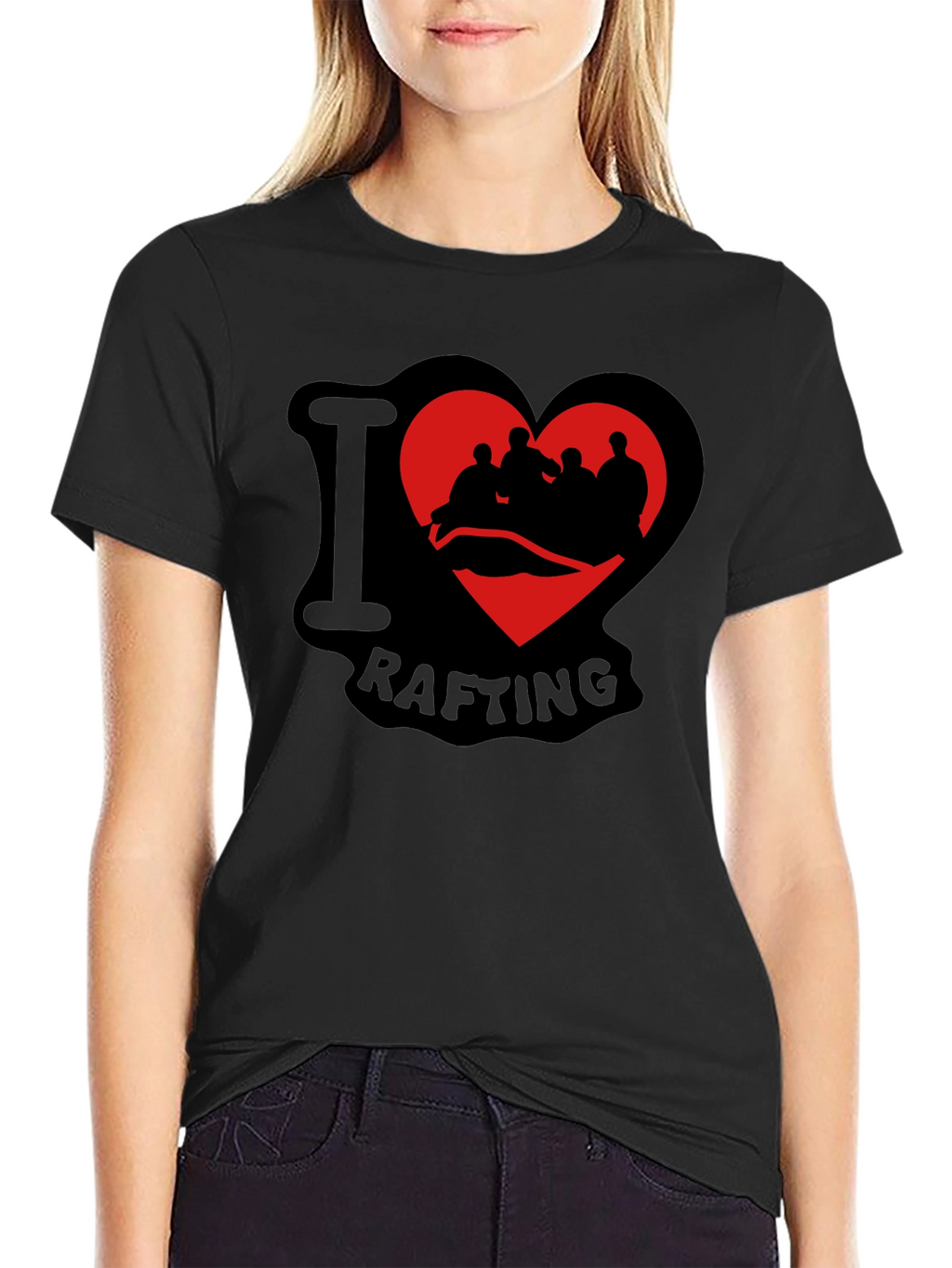 I Love Rafting Black T-Shirt