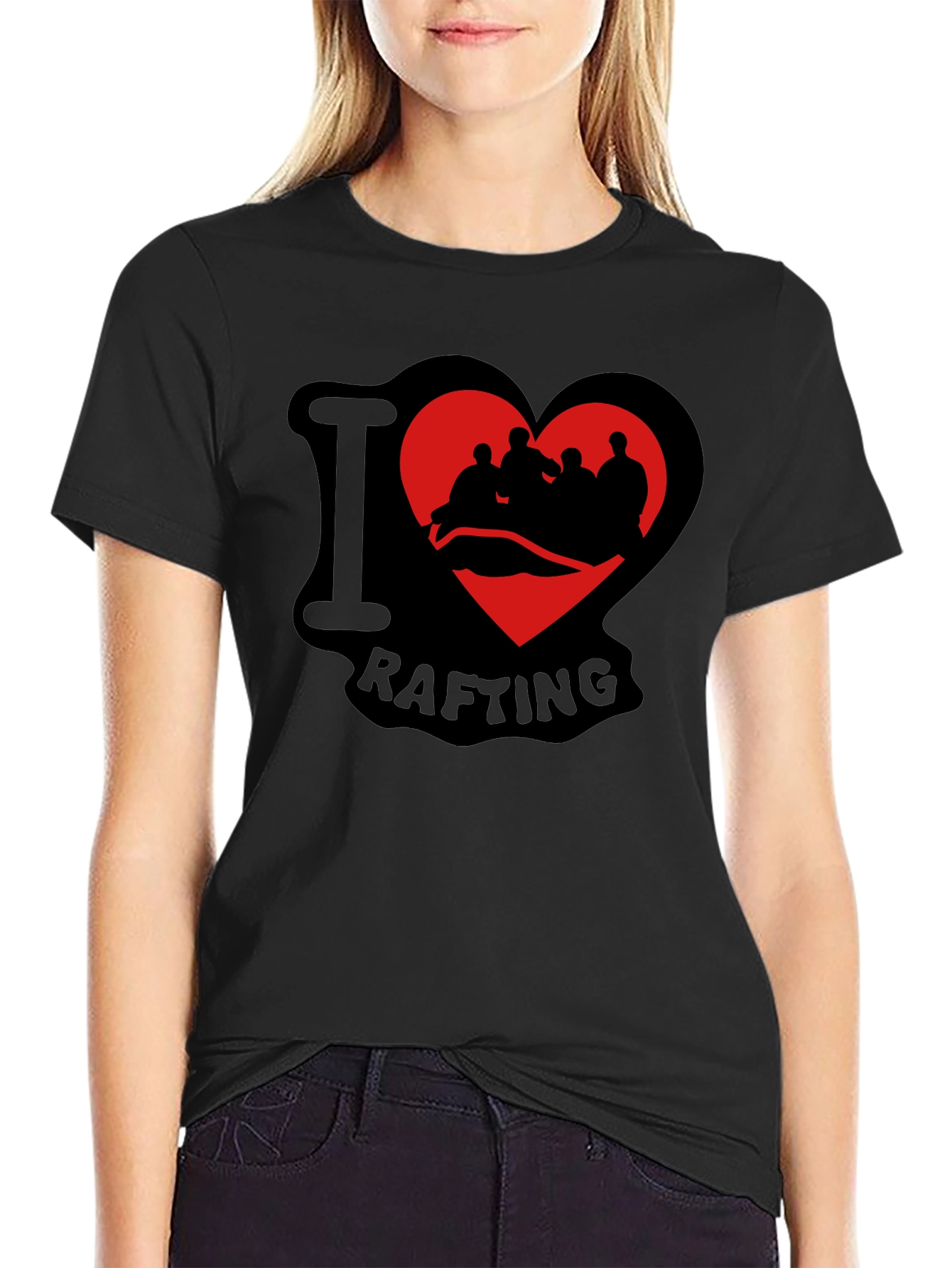 I Love Rafting Black T-Shirt