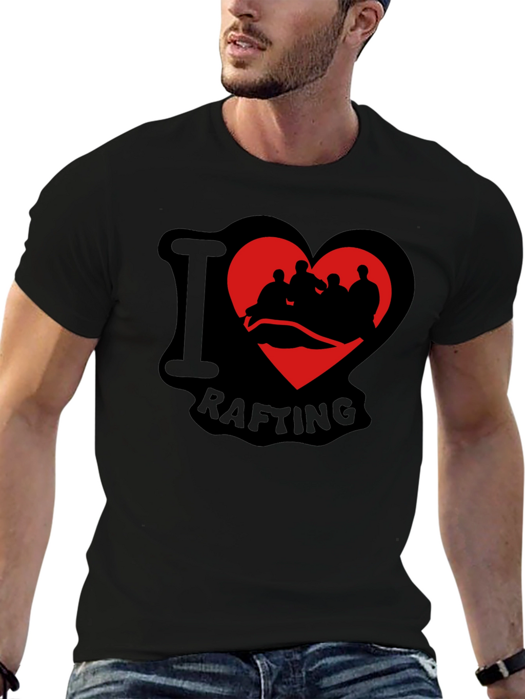 I Love Rafting Black T-Shirt