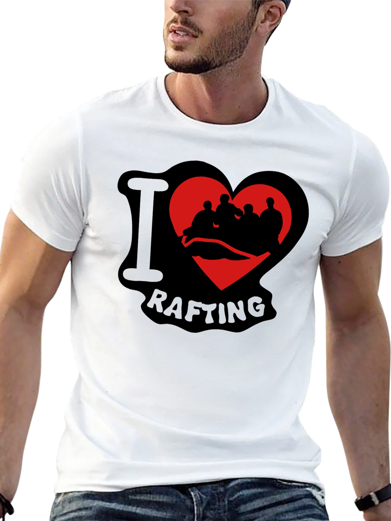 I Love Rafting Black T-Shirt
