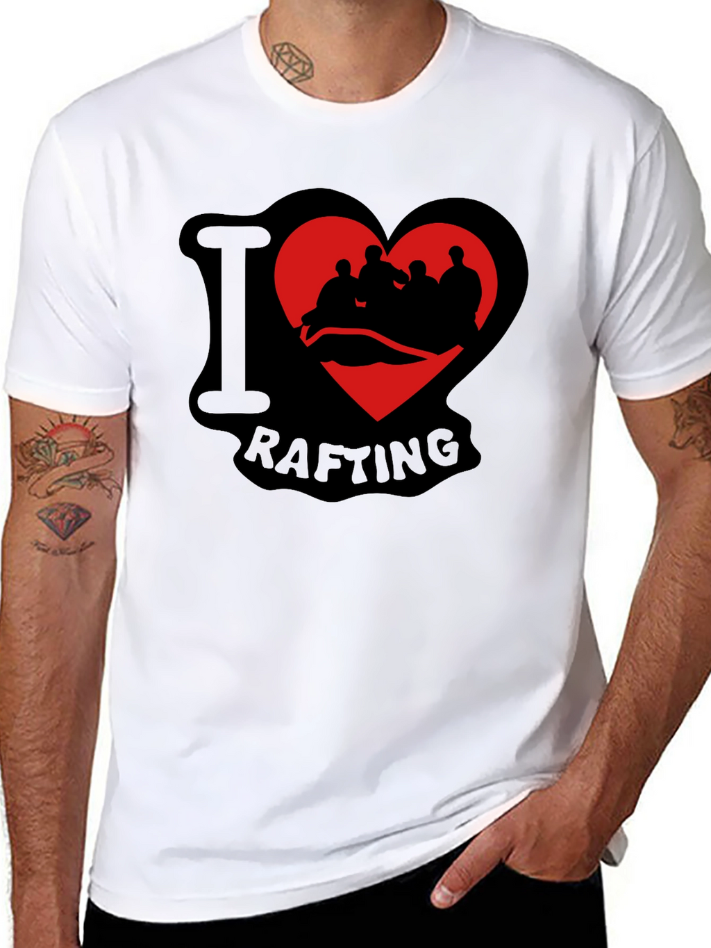 I Love Rafting Black T-Shirt