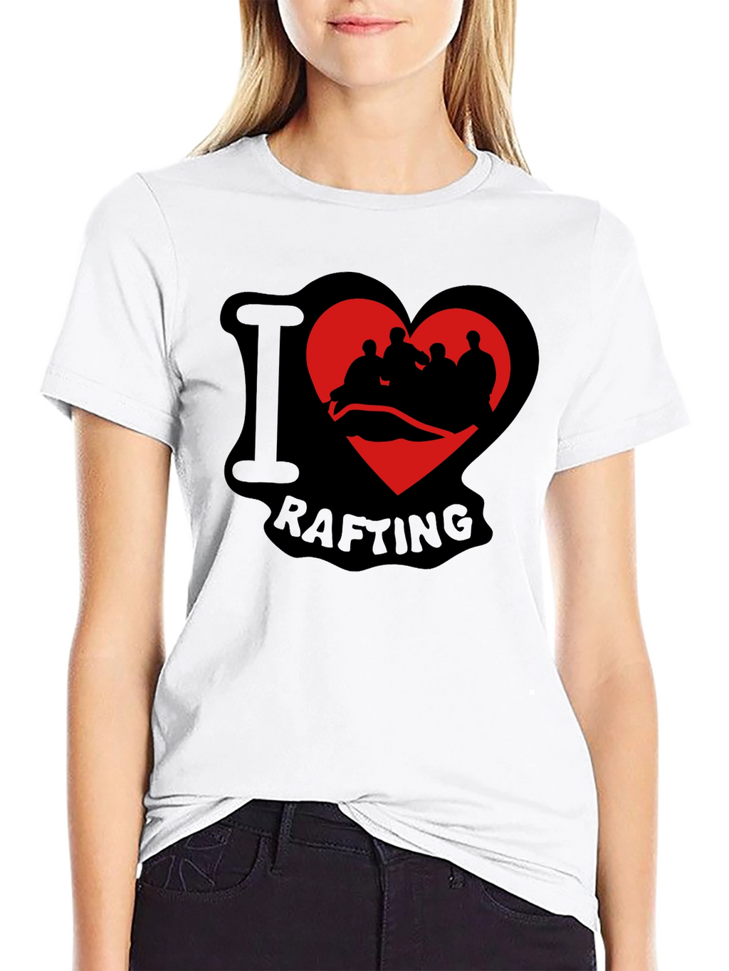 I Love Rafting Black T-Shirt