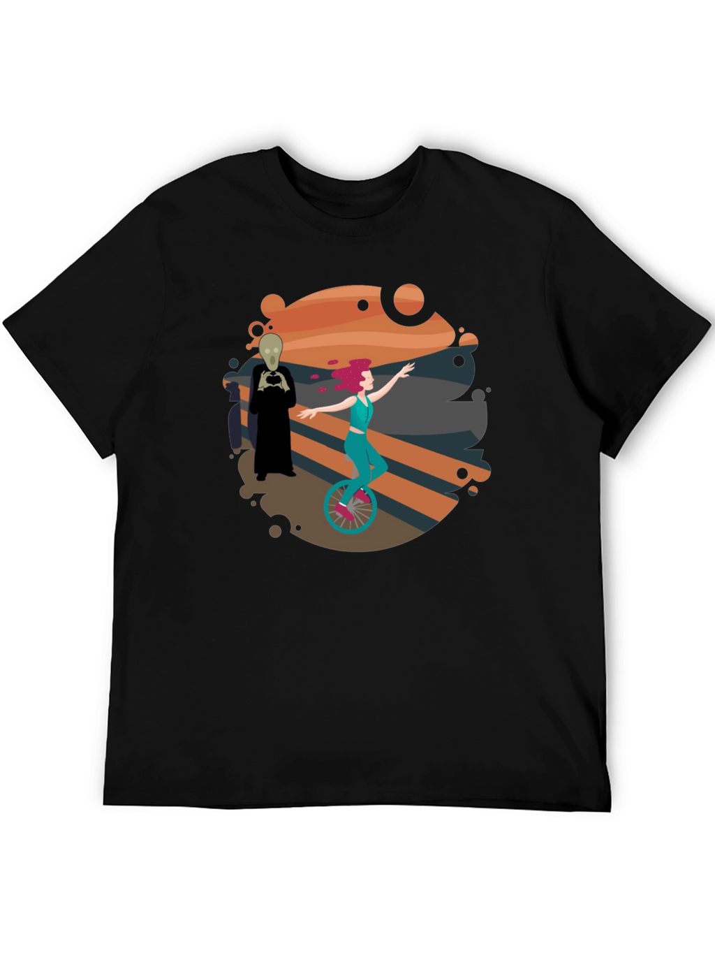 Unicycle Rider Graphic Tee - Black Cotton Shirt
