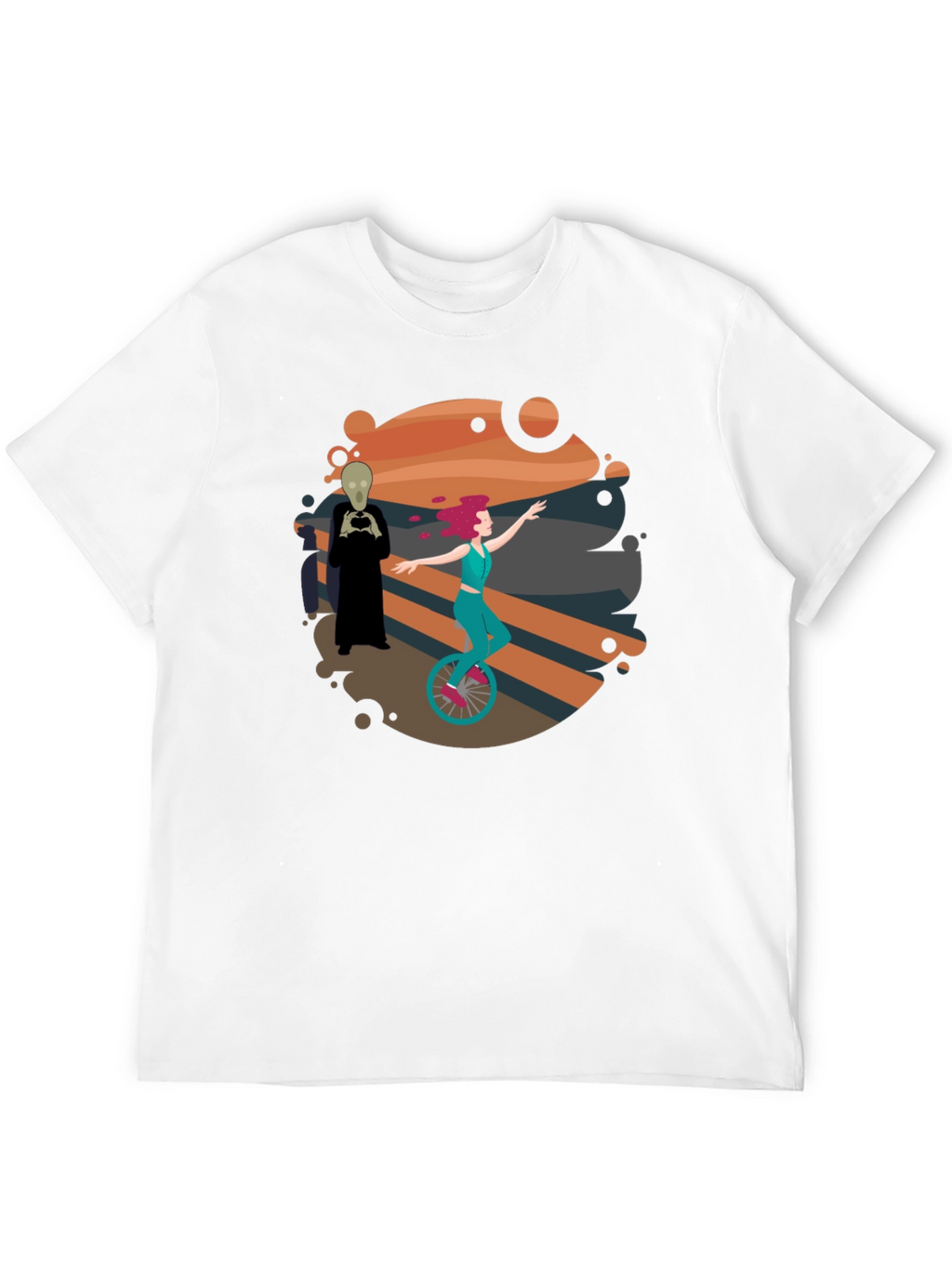 Unicycle Rider Graphic Tee - Black Cotton Shirt
