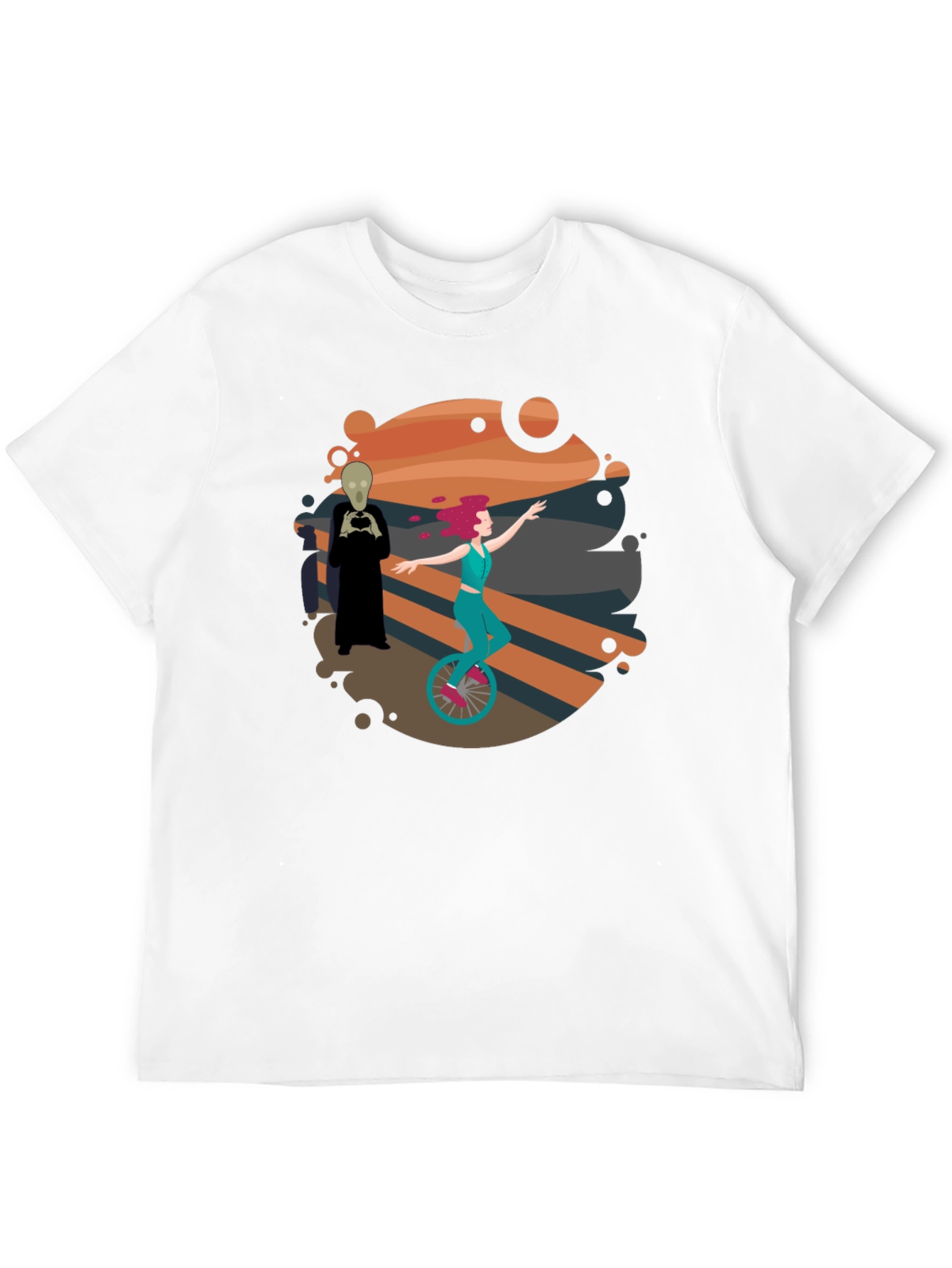 Unicycle Rider Graphic Tee - Black Cotton Shirt