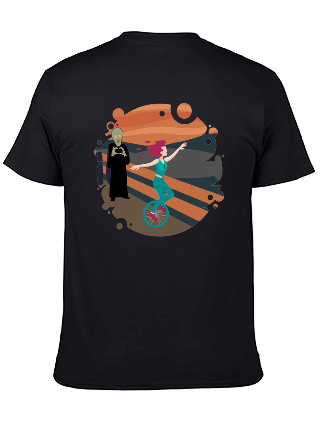 Unicycle Rider Graphic Tee - Black Cotton Shirt