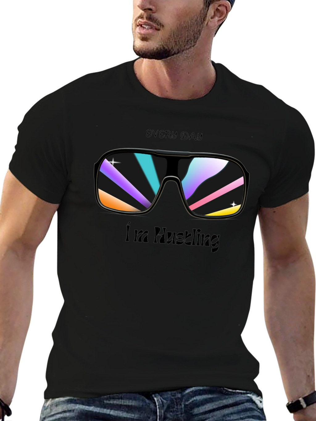 Everyday Hustling Black Graphic Tee