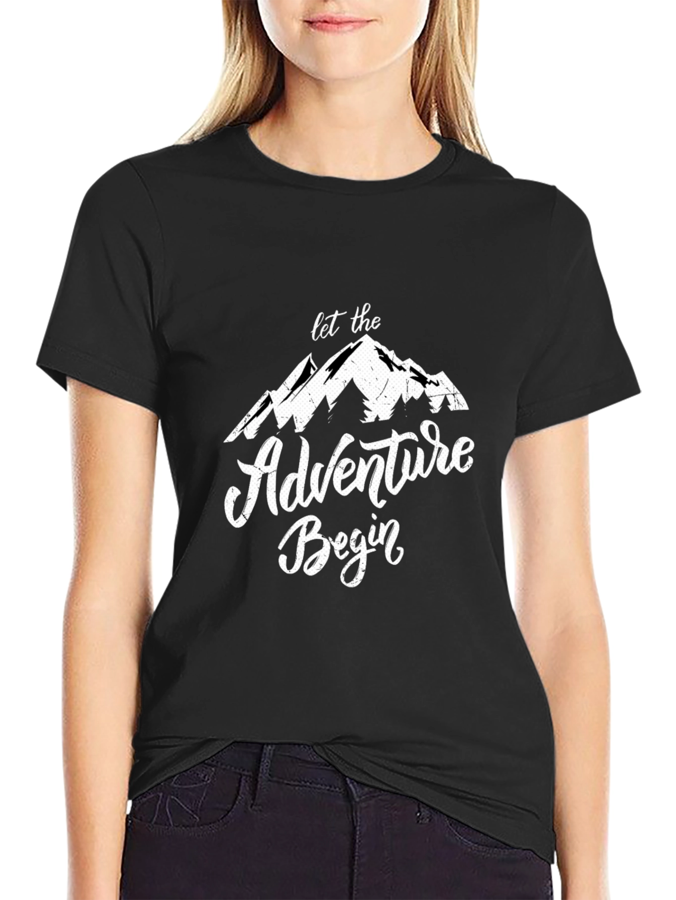 Adventure Begins Graphic Tee - Black Cotton T-Shirt