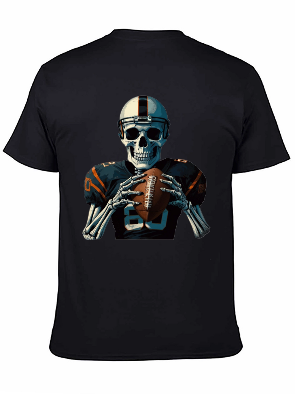 Skeleton Football Player Graphic T-Shirt