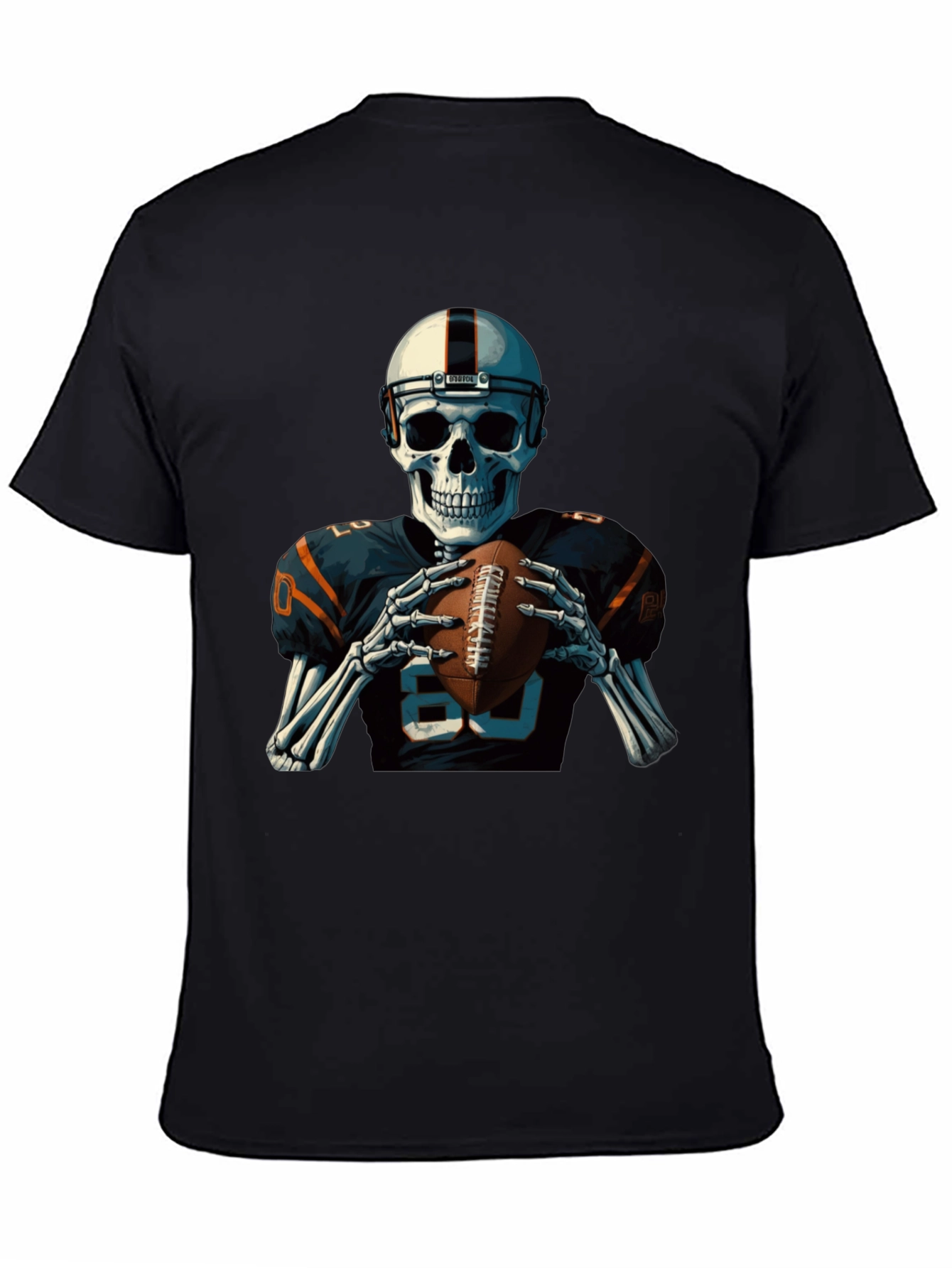 Skeleton Football Player Graphic T-Shirt