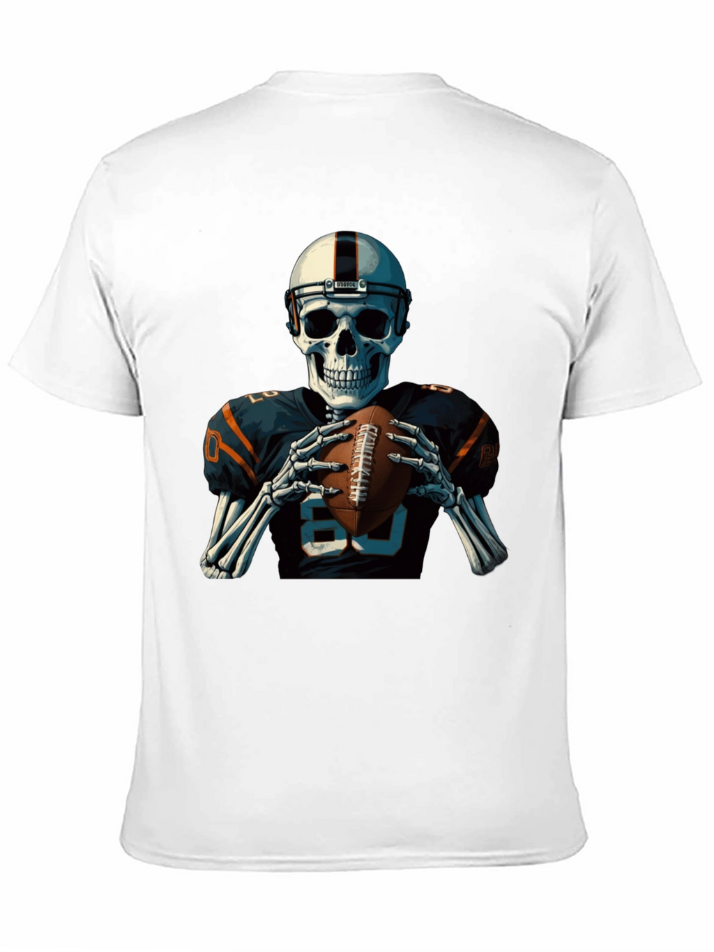 Skeleton Football Player Graphic T-Shirt