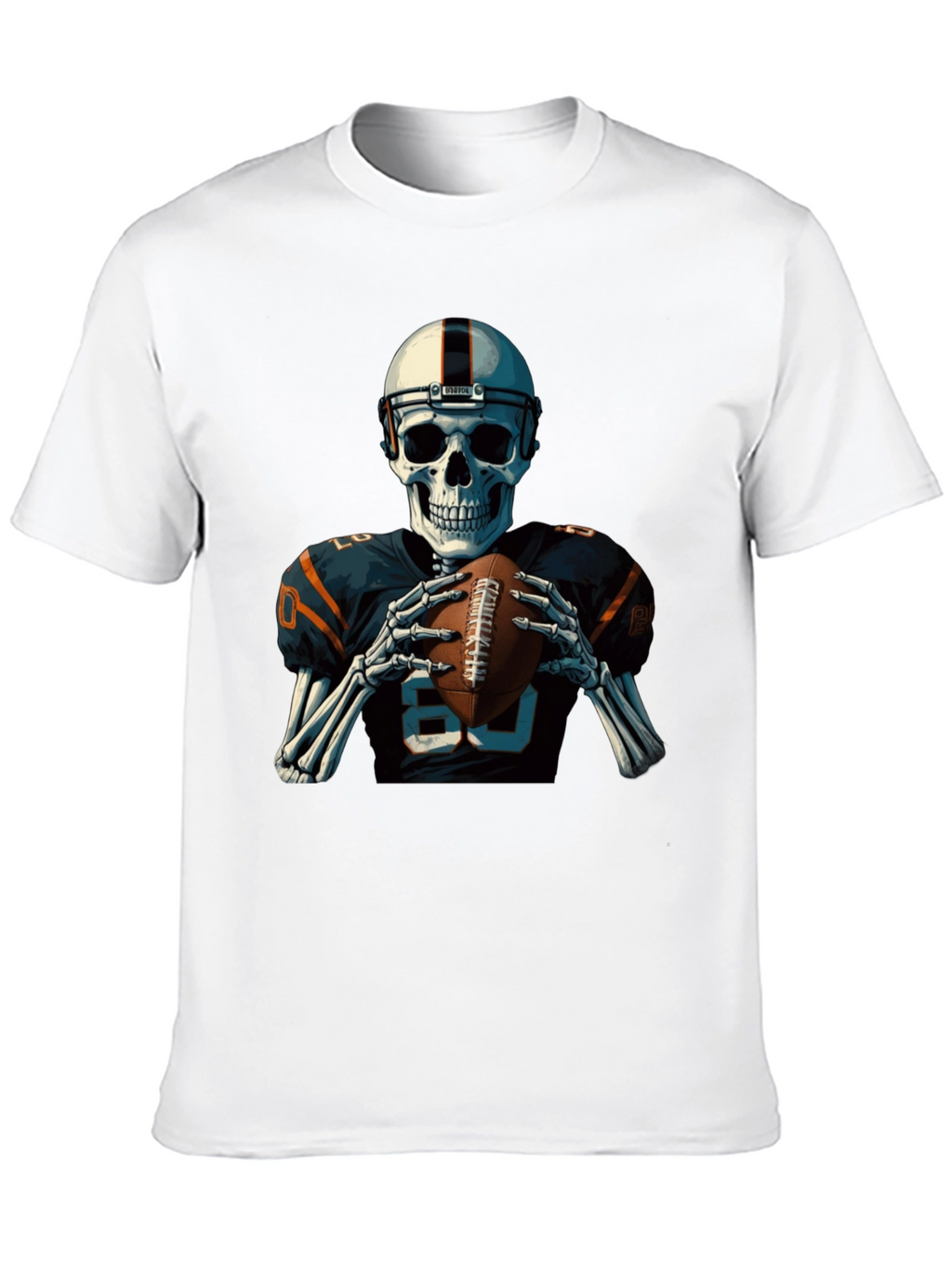 Skeleton Football Player Graphic T-Shirt