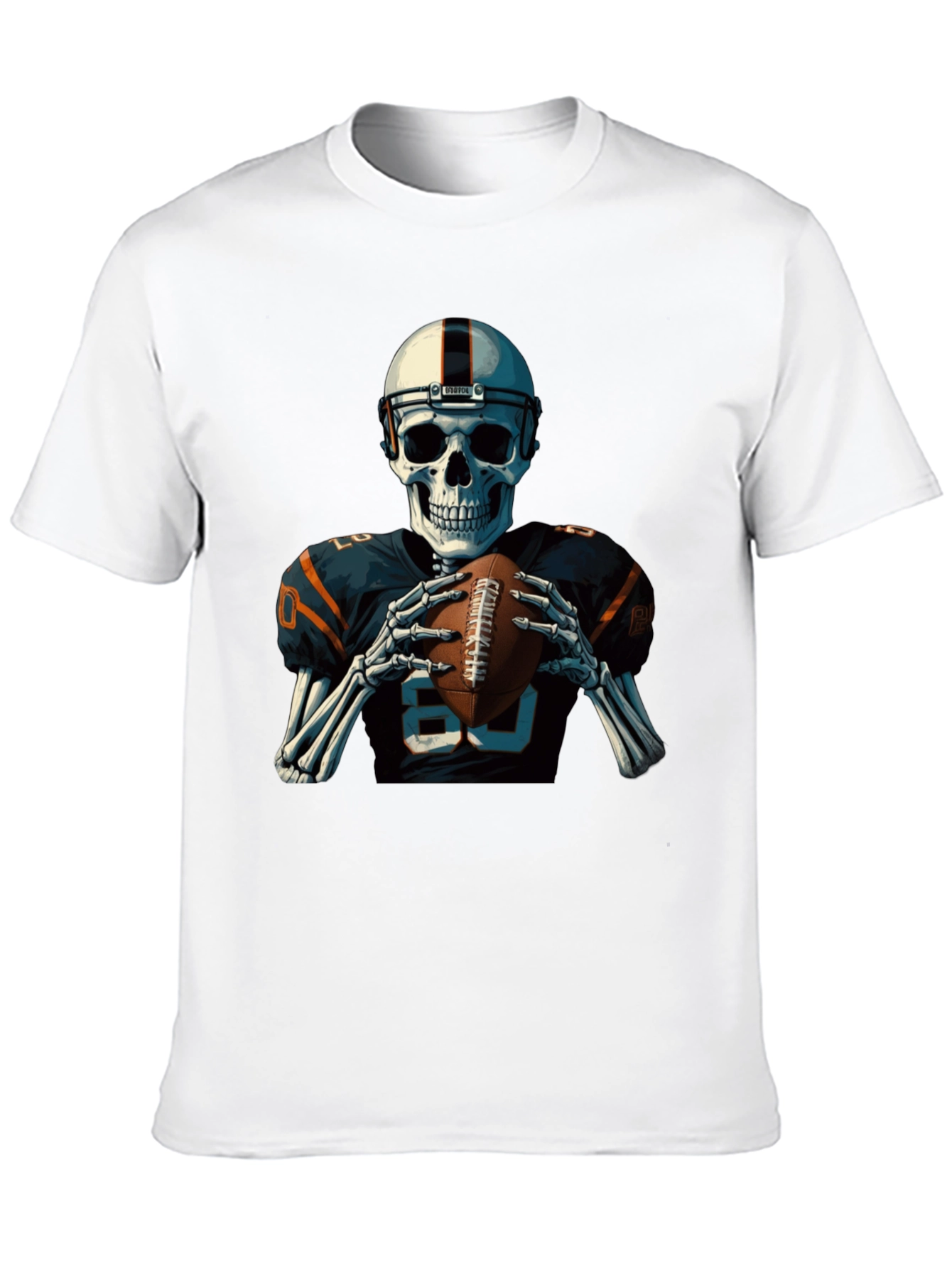 Skeleton Football Player Graphic T-Shirt