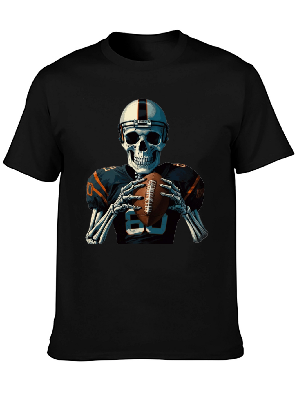 Skeleton Football Player Graphic T-Shirt