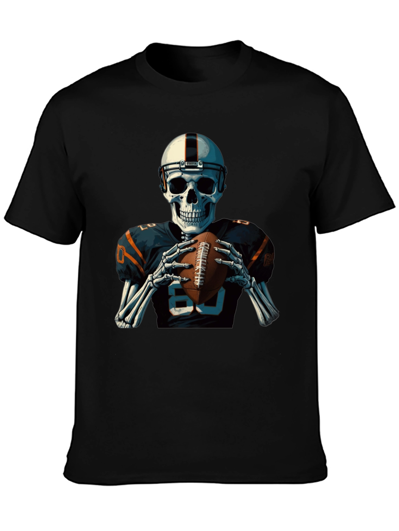Skeleton Football Player Graphic T-Shirt