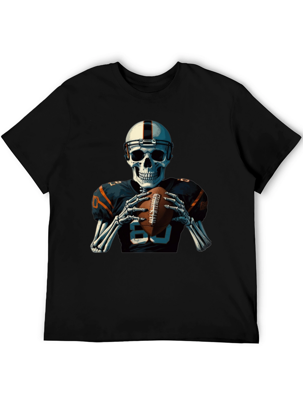 Skeleton Football Player Graphic T-Shirt