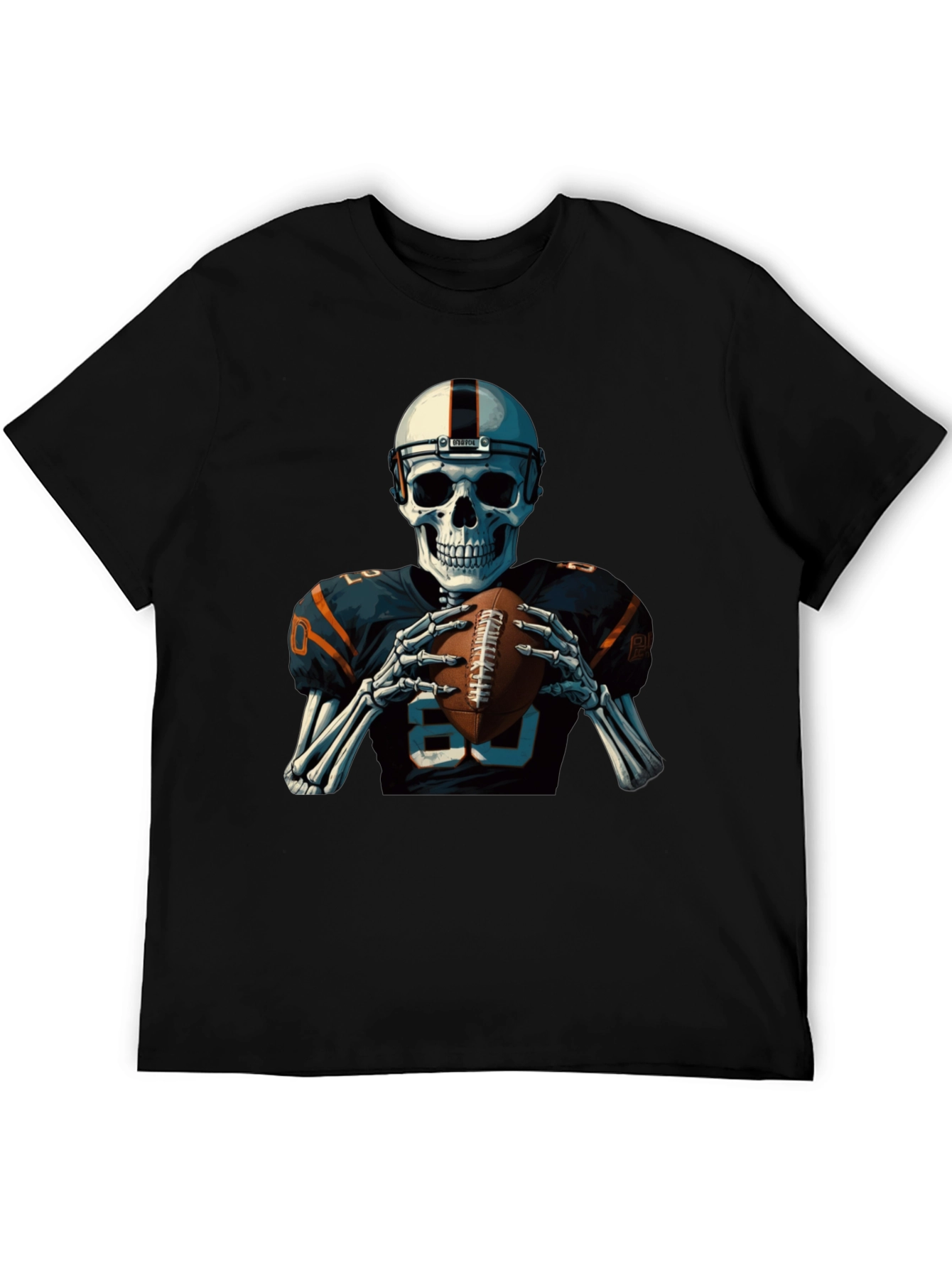 Skeleton Football Player Graphic T-Shirt