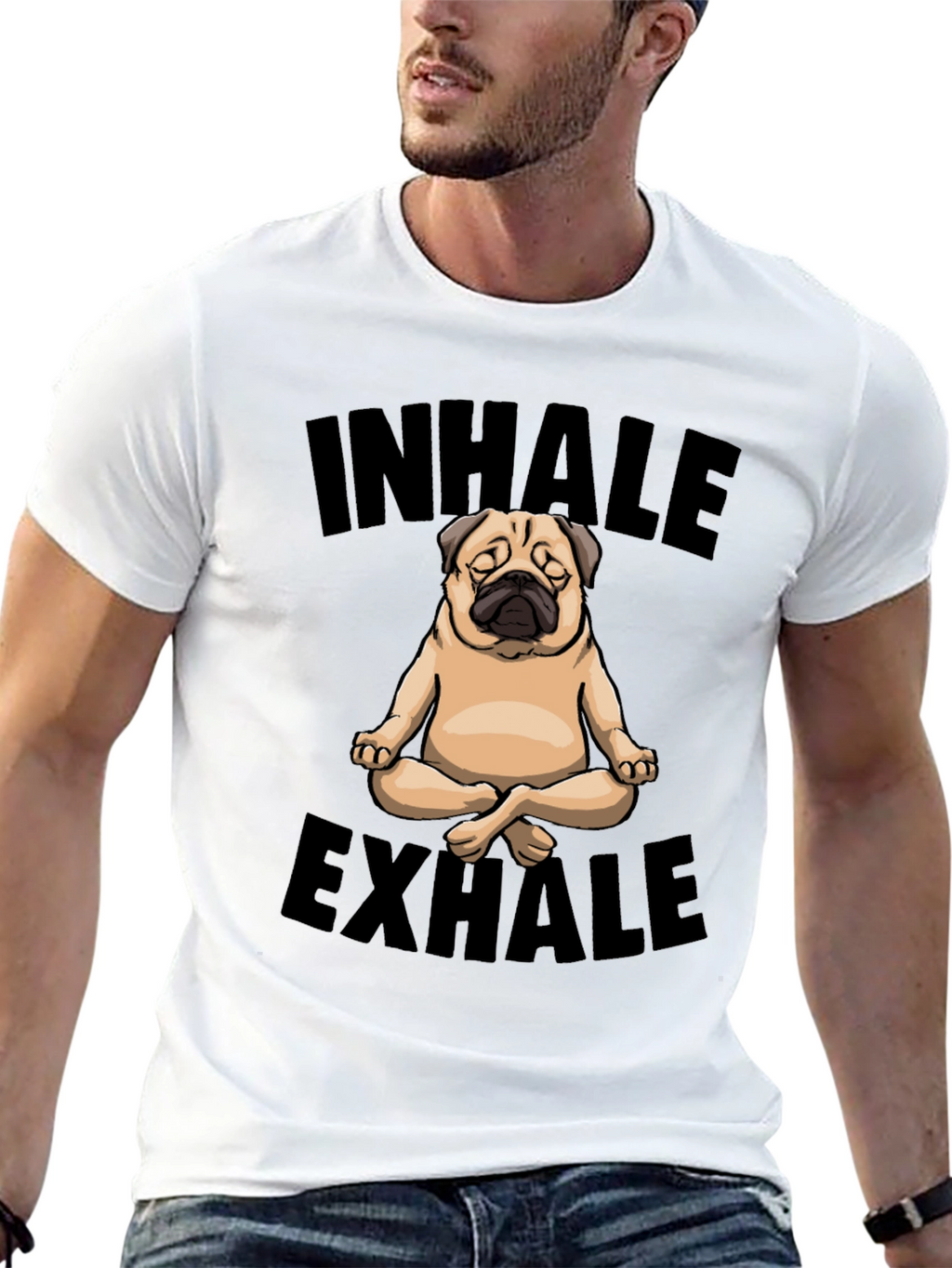 Inhale Exhale Pug Yoga Graphic T-Shirt