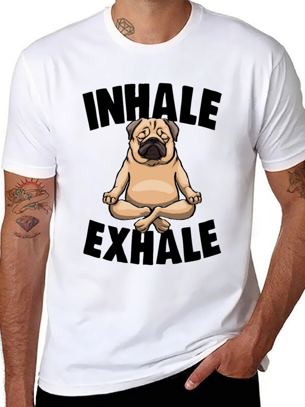 Inhale Exhale Pug Yoga Graphic T-Shirt