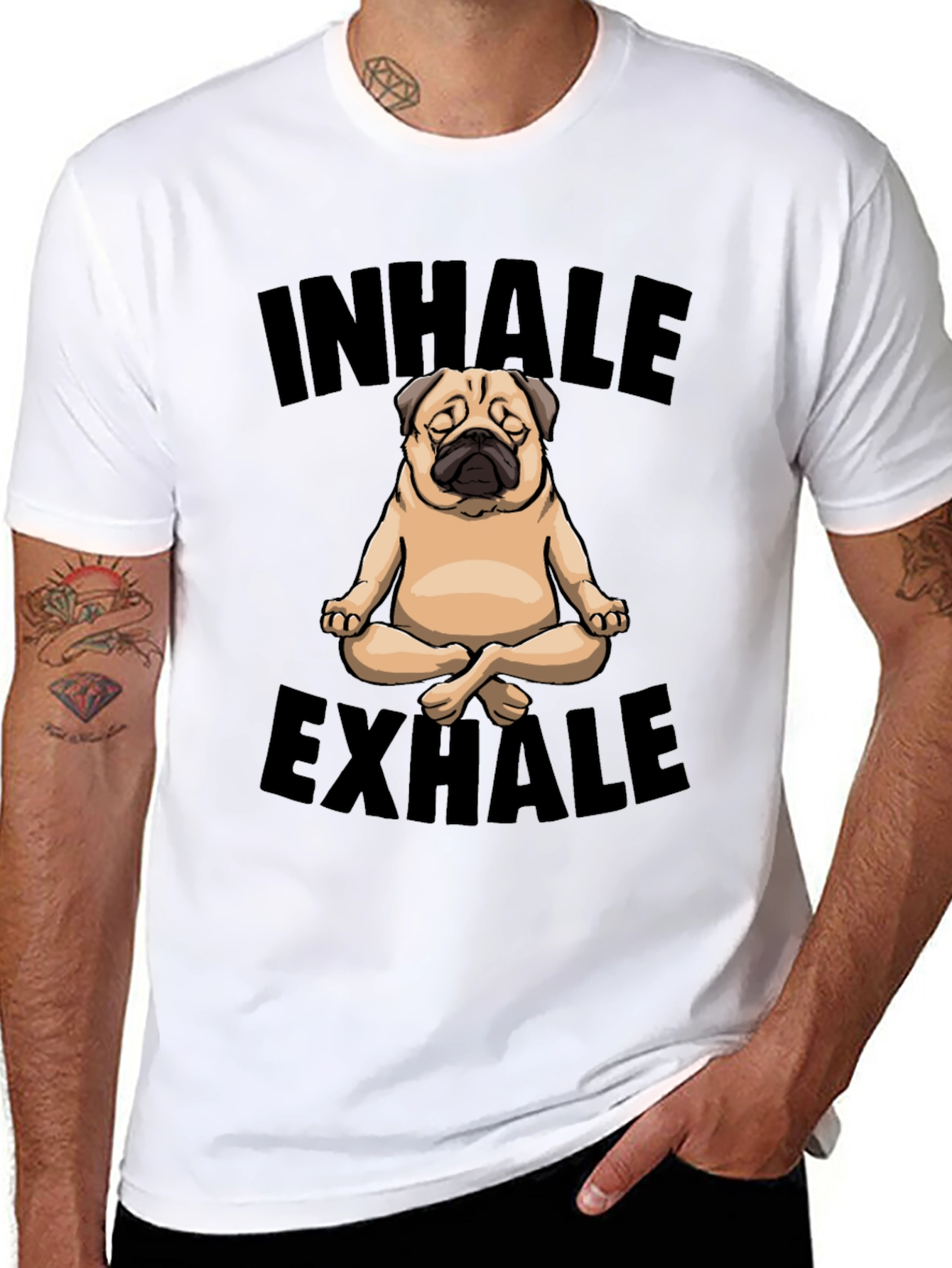 Inhale Exhale Pug Yoga Graphic T-Shirt