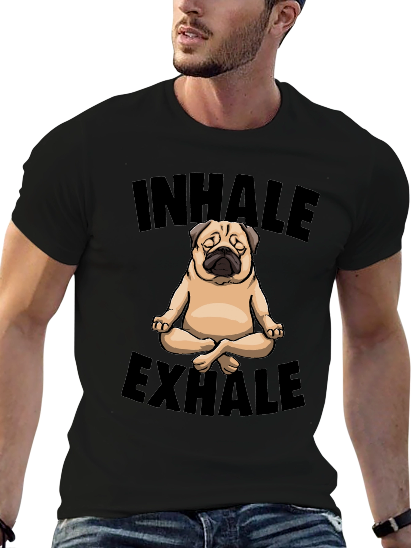 Inhale Exhale Pug Yoga Graphic T-Shirt