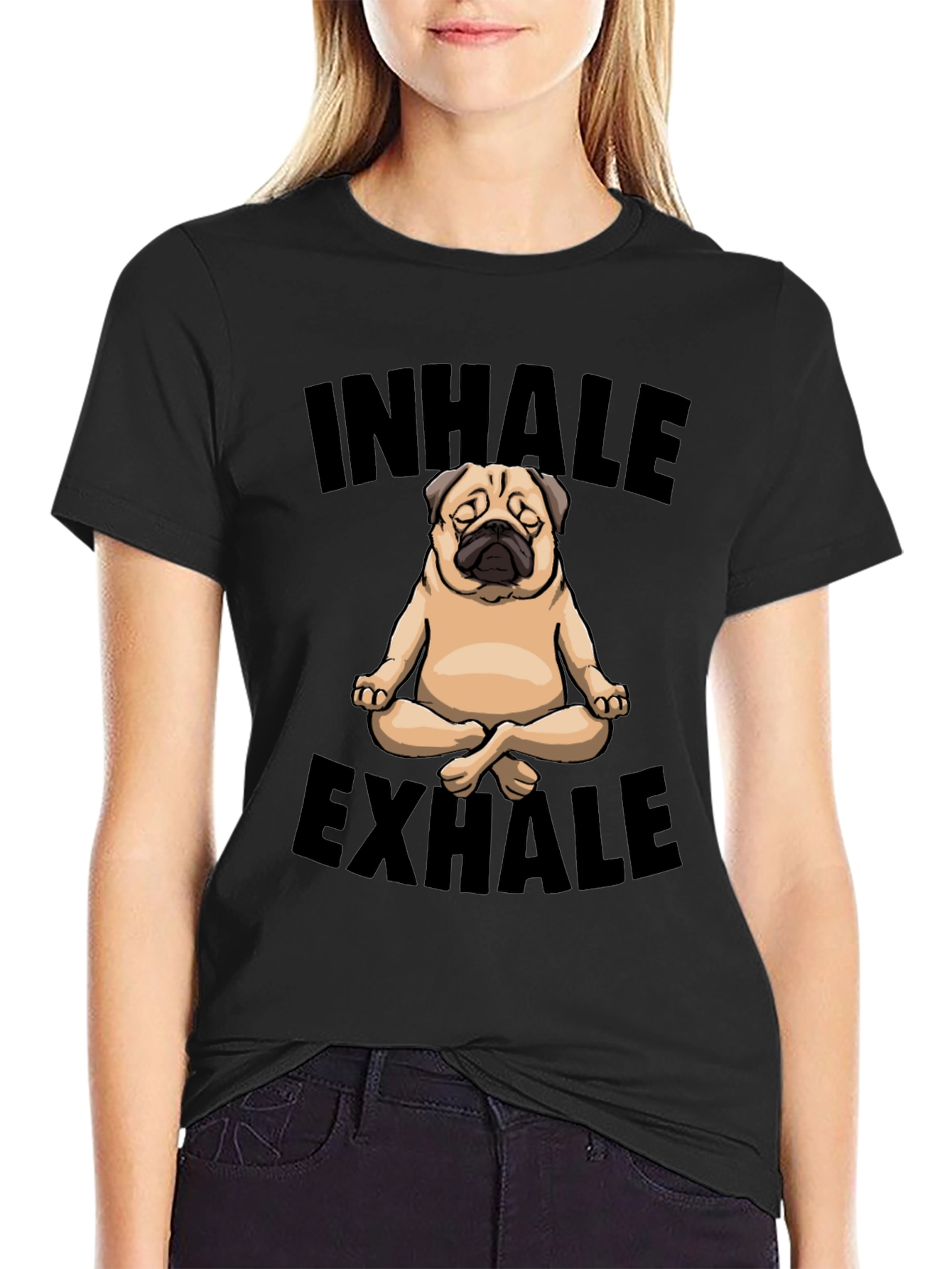 Inhale Exhale Pug Yoga Graphic T-Shirt