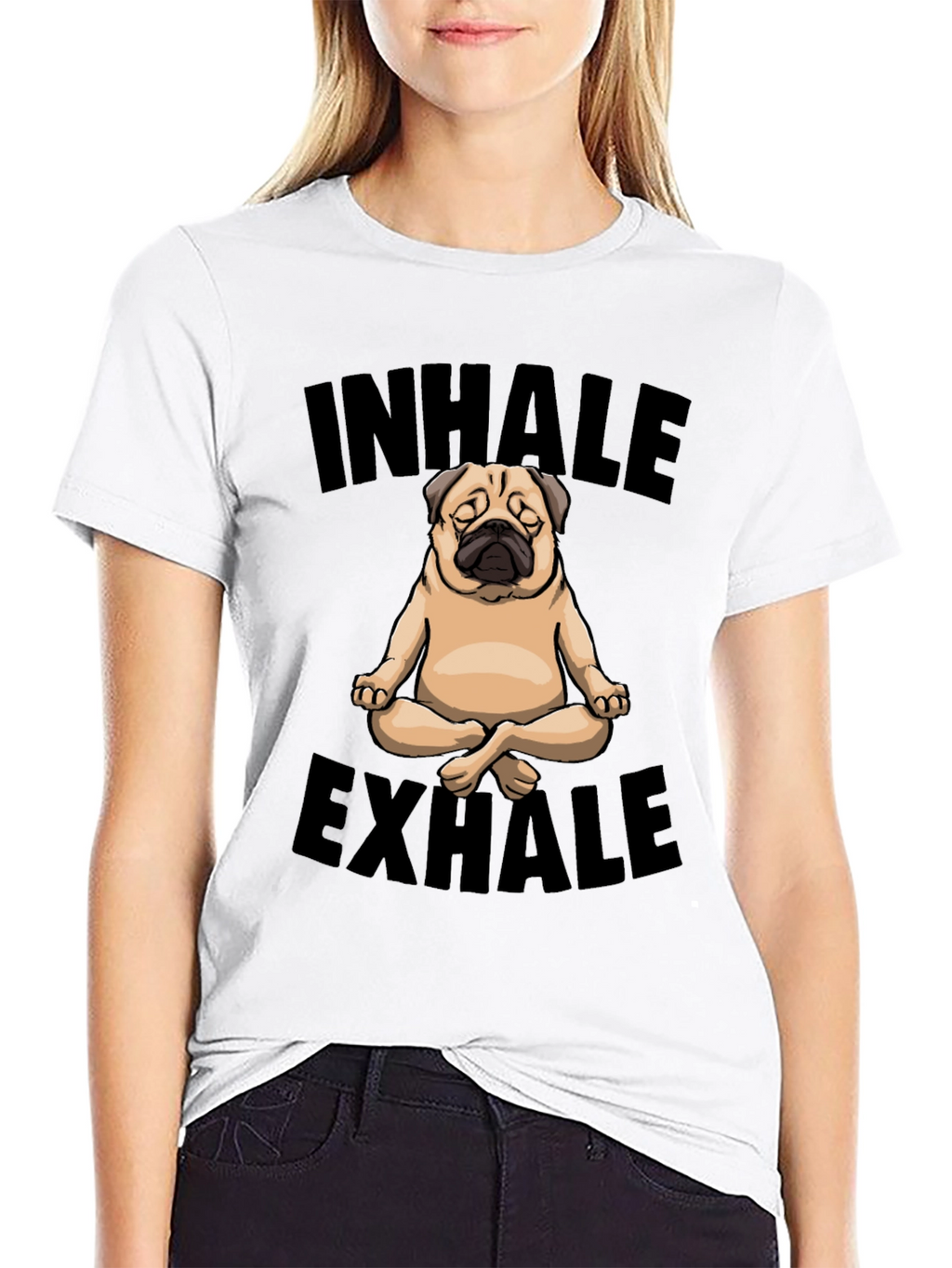 Inhale Exhale Pug Yoga Graphic T-Shirt