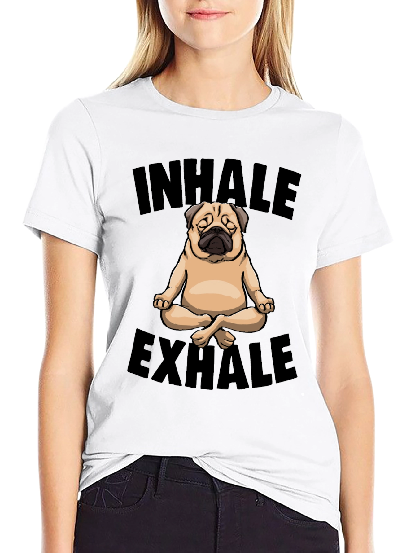 Inhale Exhale Pug Yoga Graphic T-Shirt
