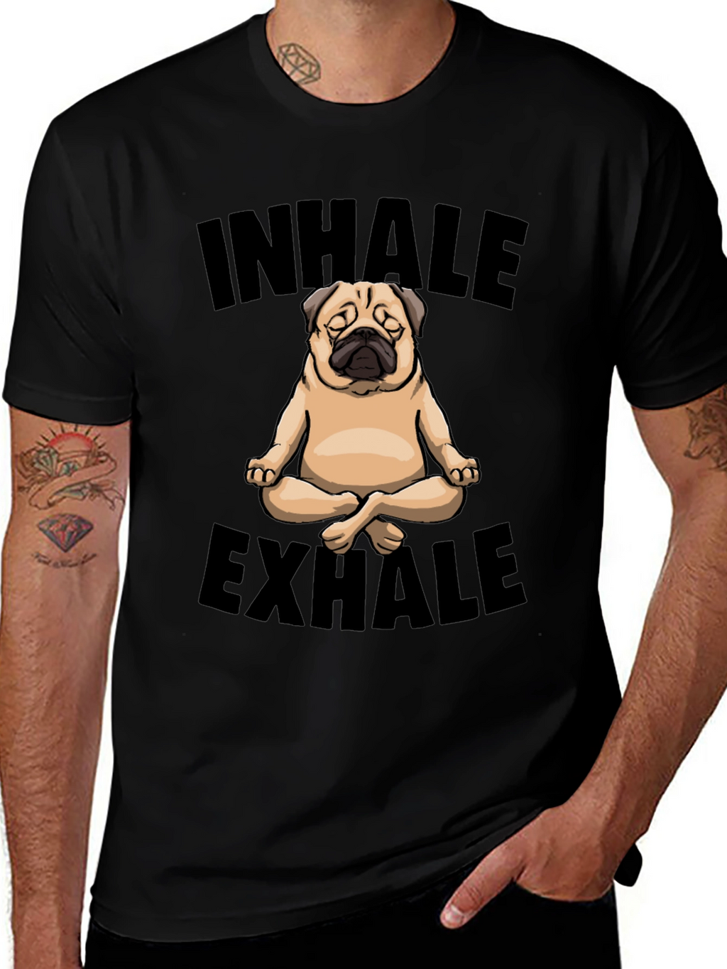 Inhale Exhale Pug Yoga Graphic T-Shirt