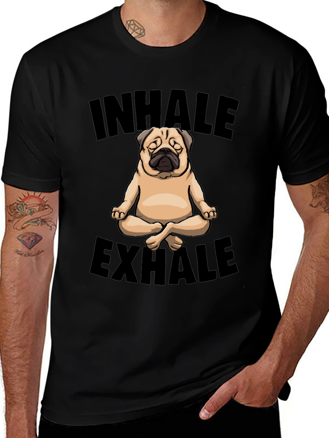 Inhale Exhale Pug Yoga Graphic T-Shirt