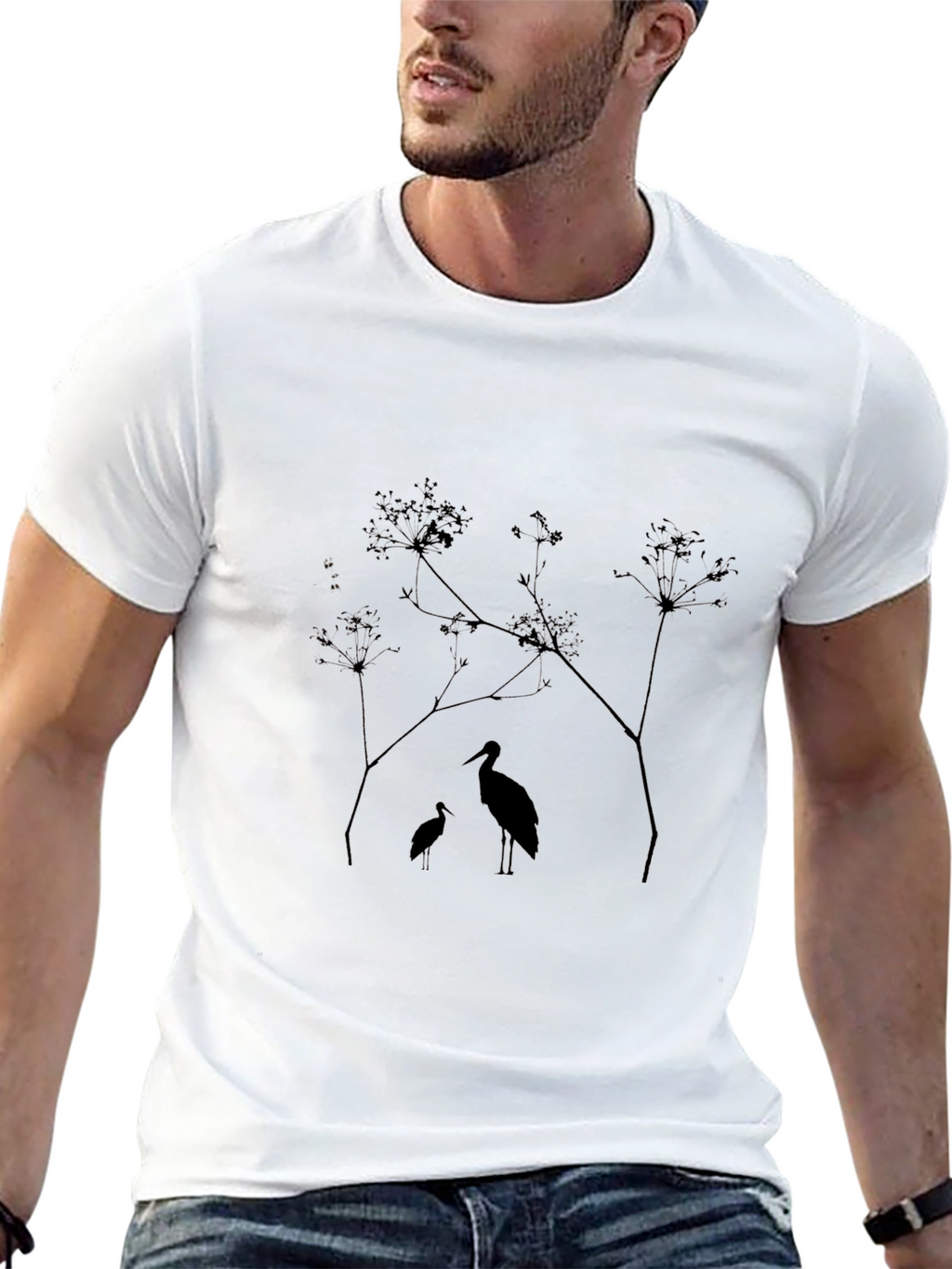 Black Heron Silhouette Graphic Tee