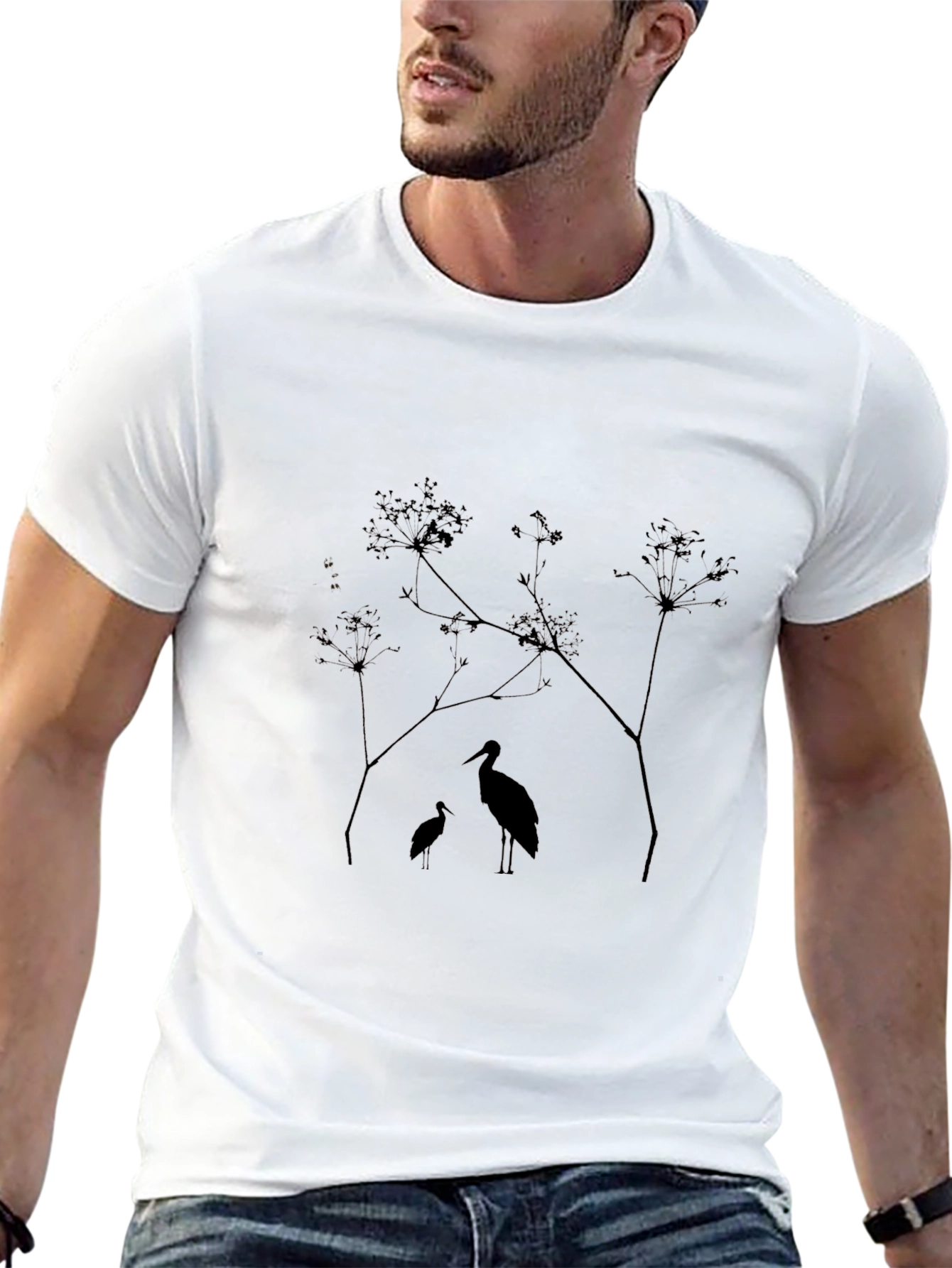 Black Heron Silhouette Graphic Tee