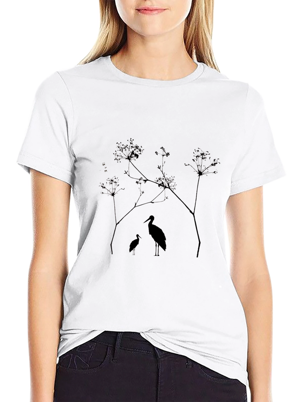 Black Heron Silhouette Graphic Tee