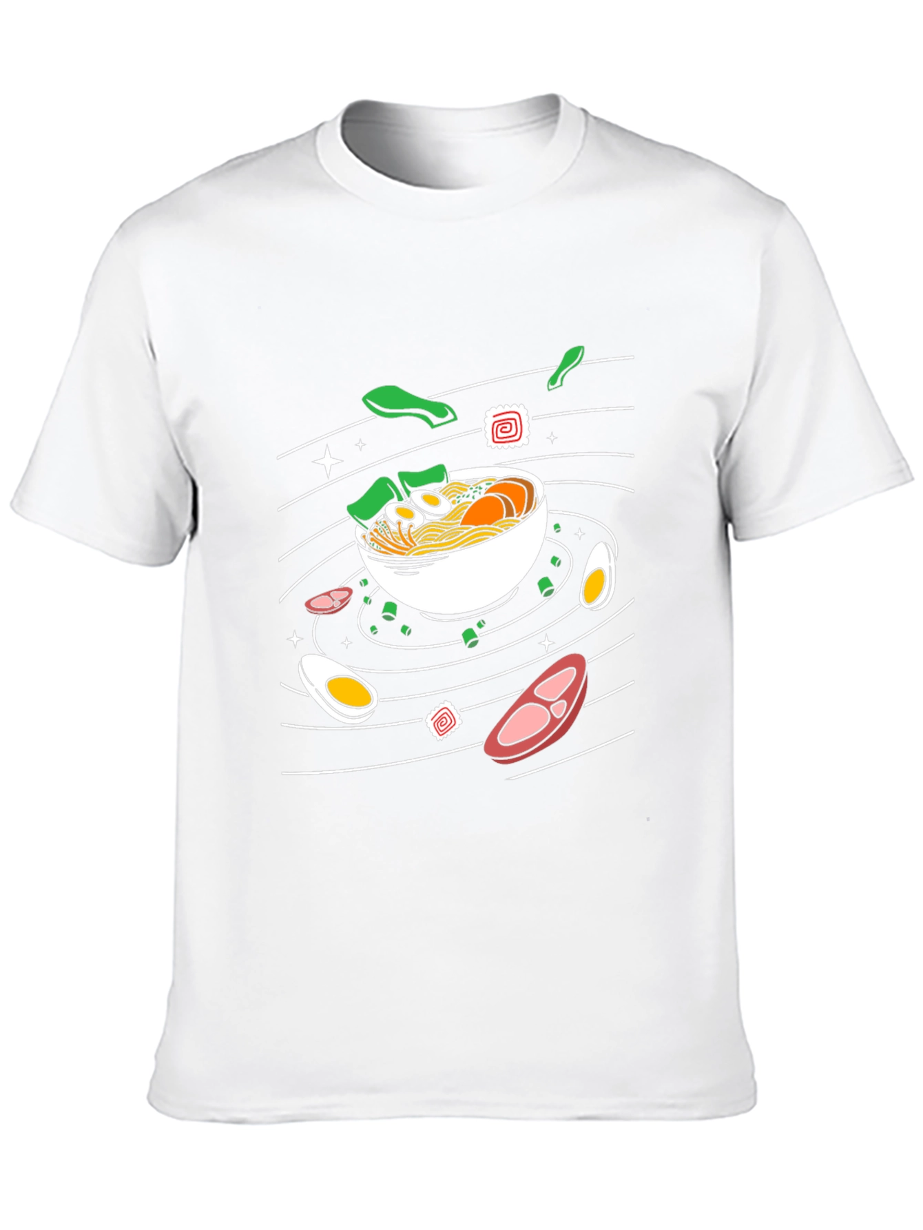 Ramen Noodles Graphic Print Black T-Shirt