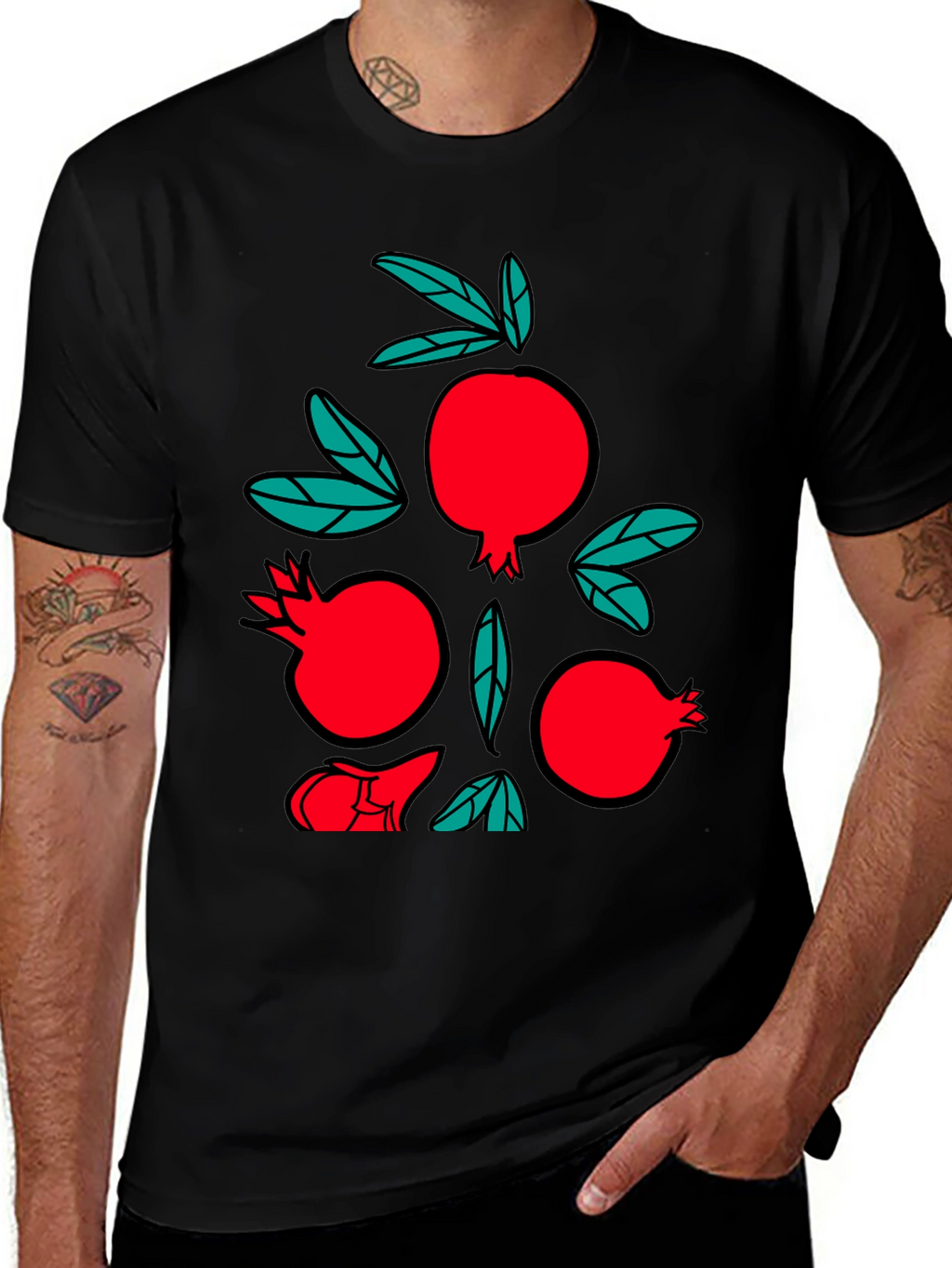 Pomegranate Graphic Black T-Shirt