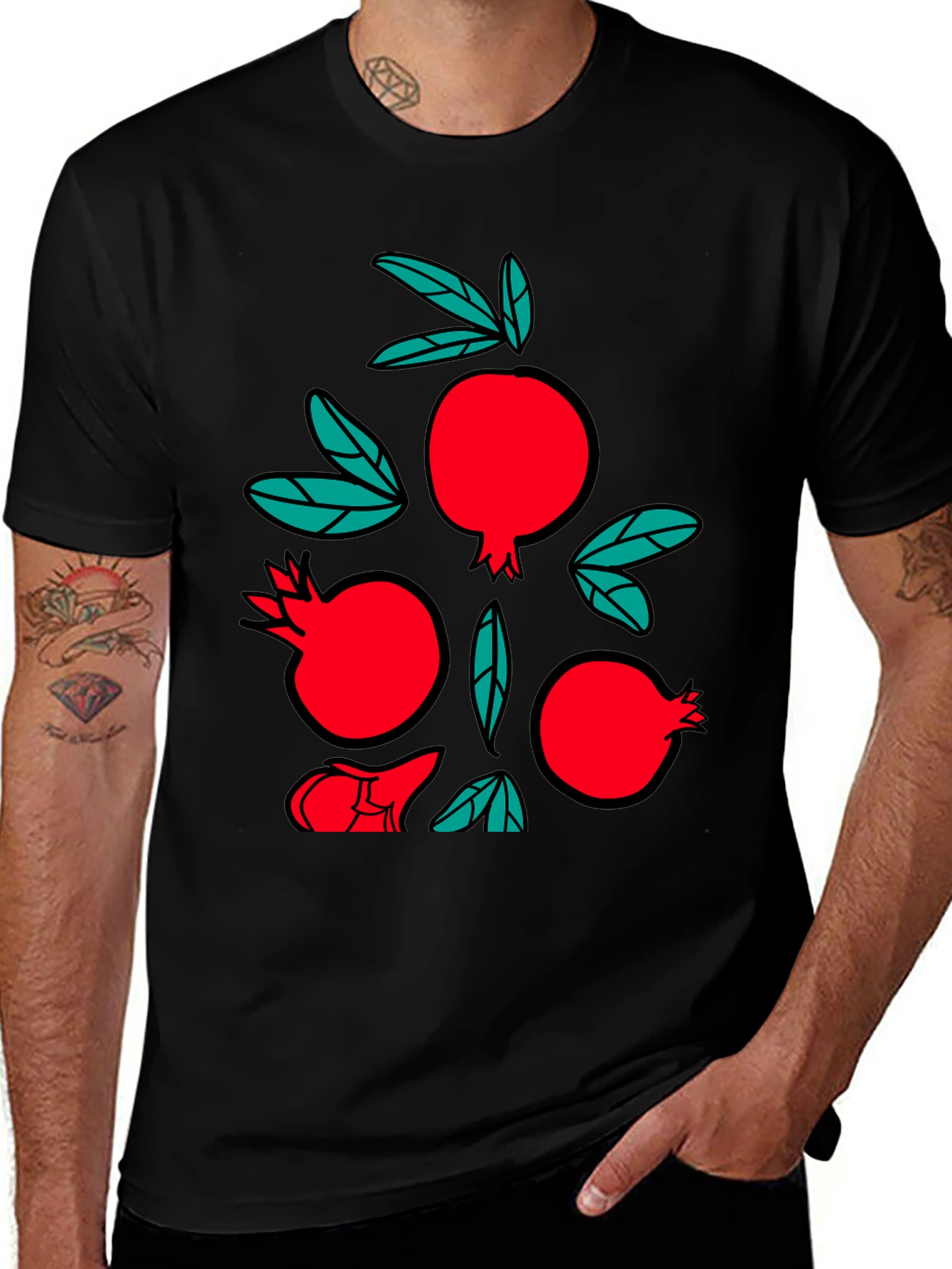 Pomegranate Graphic Black T-Shirt