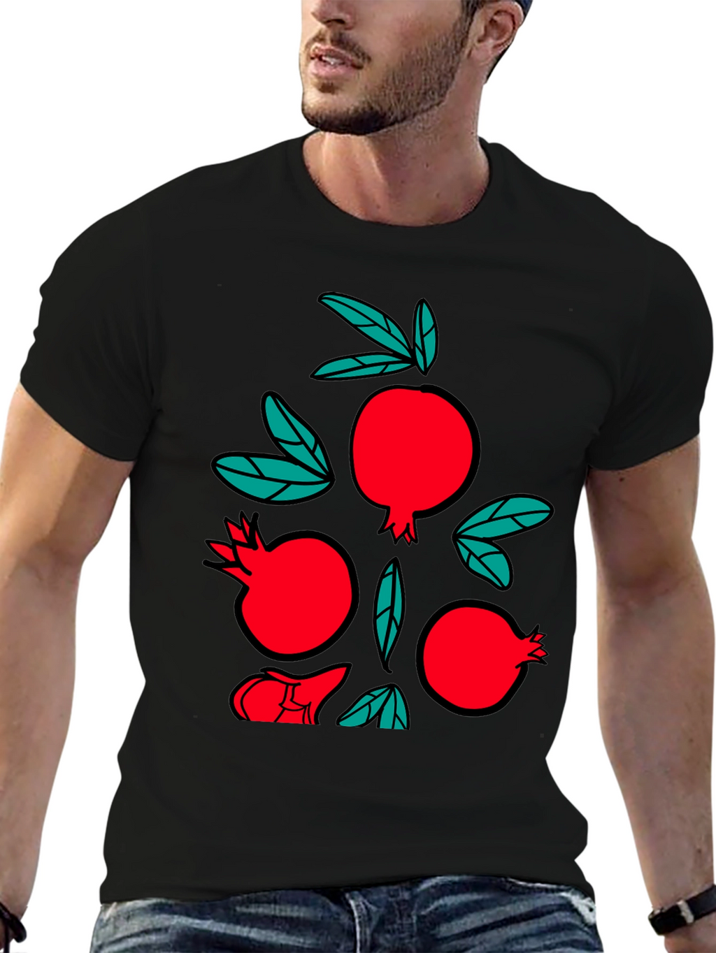 Pomegranate Graphic Black T-Shirt