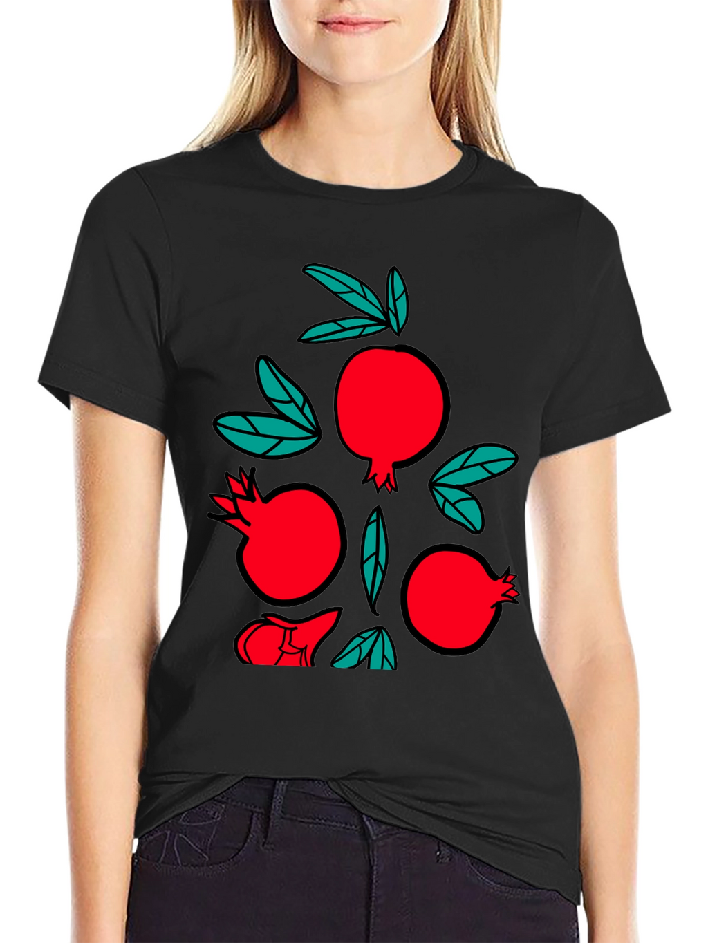 Pomegranate Graphic Black T-Shirt