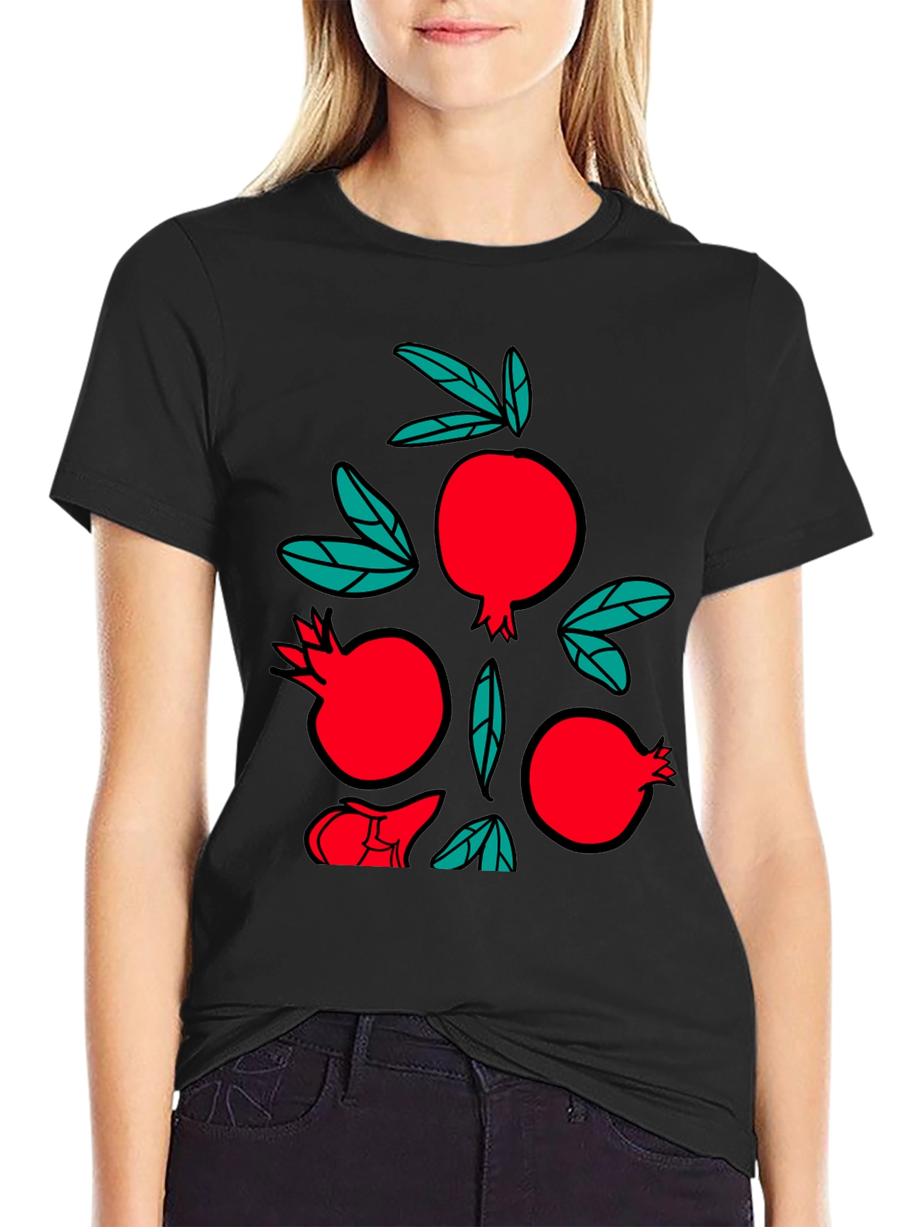 Pomegranate Graphic Black T-Shirt