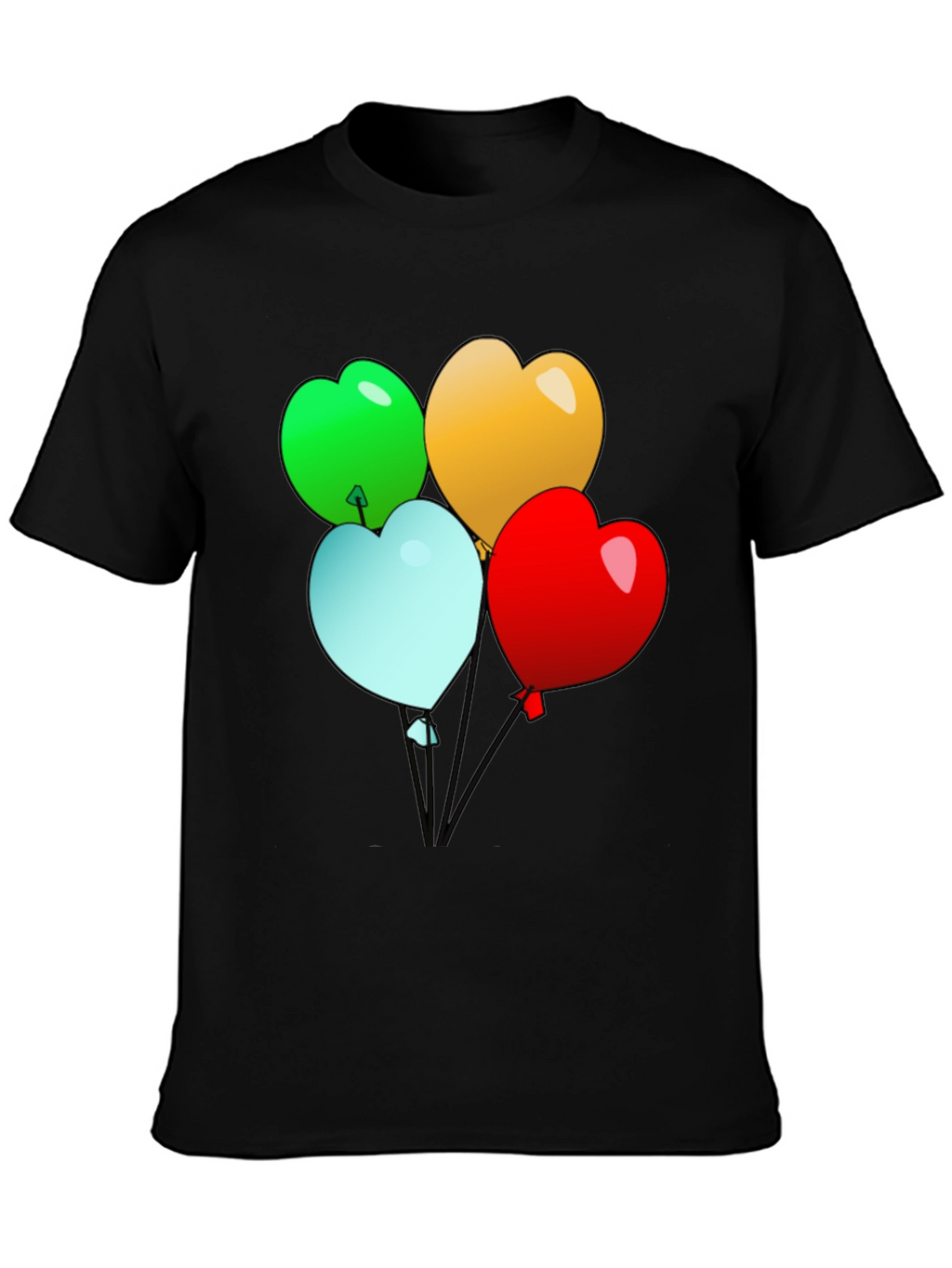 Heart Balloons Graphic Tee - Black Casual Shirt