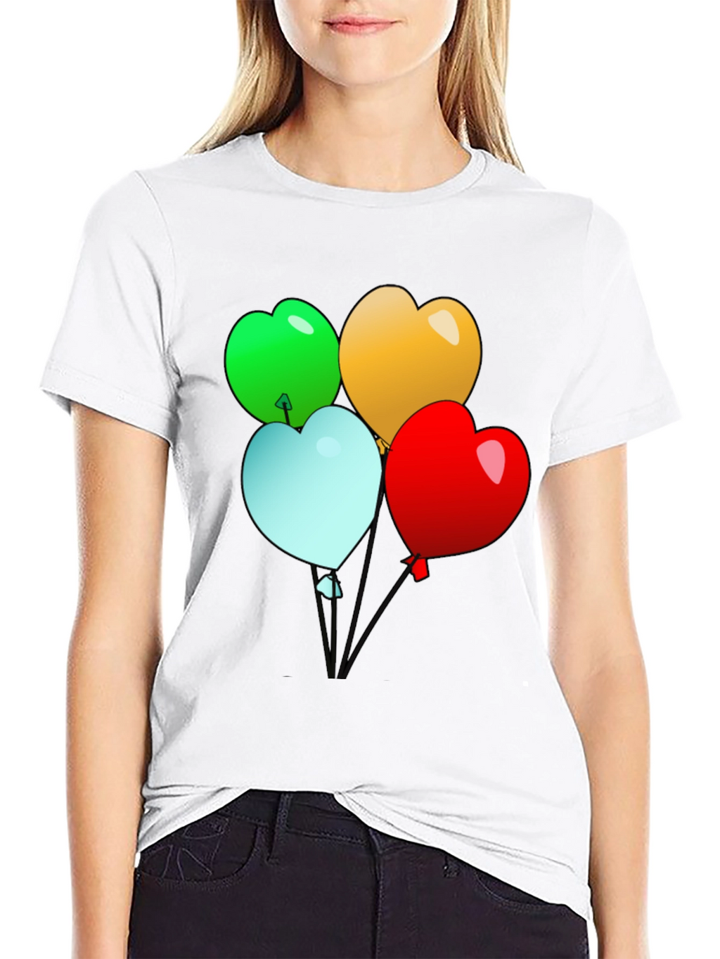 Heart Balloons Graphic Tee - Black Casual Shirt