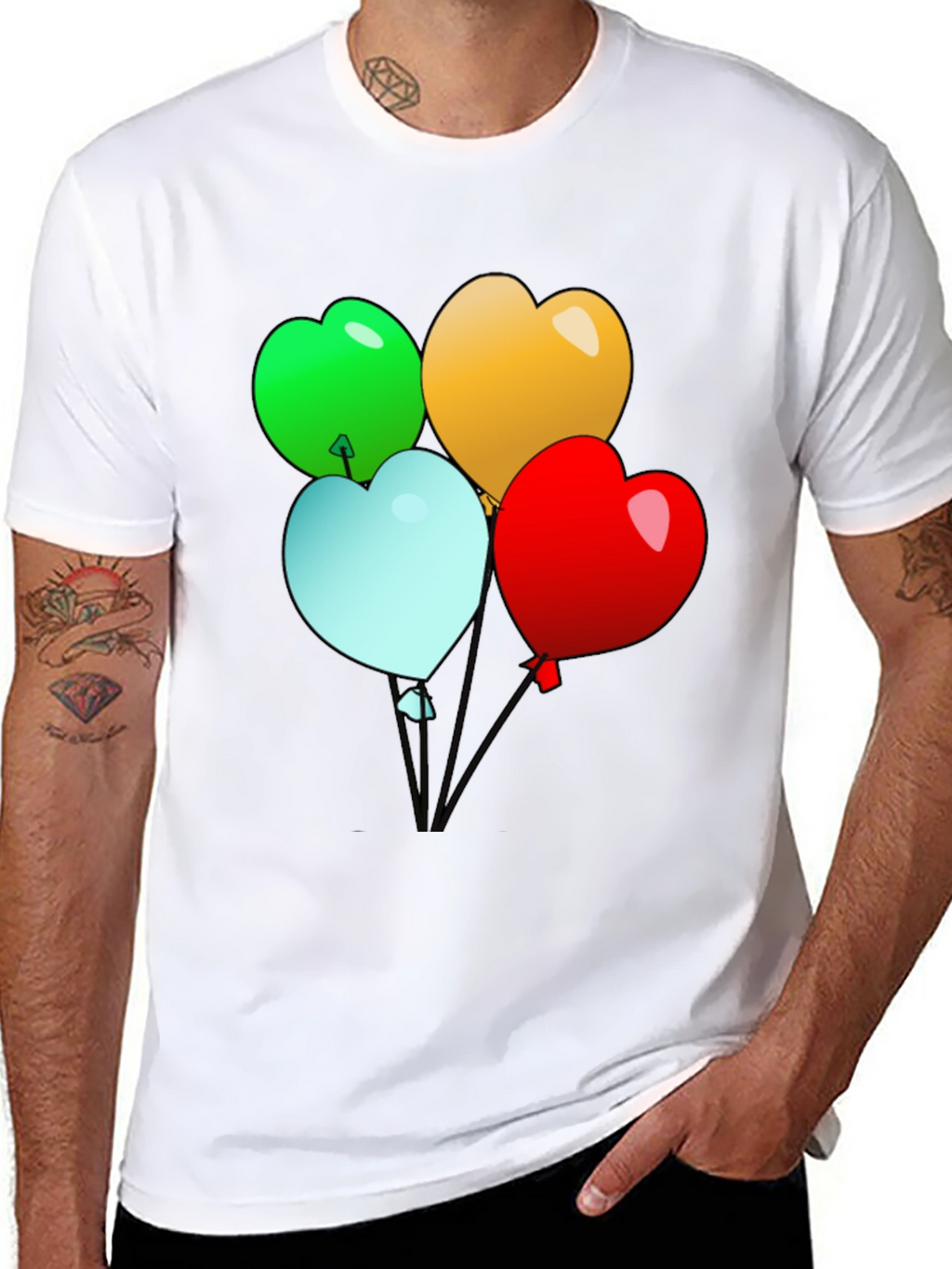 Heart Balloons Graphic Tee - Black Casual Shirt