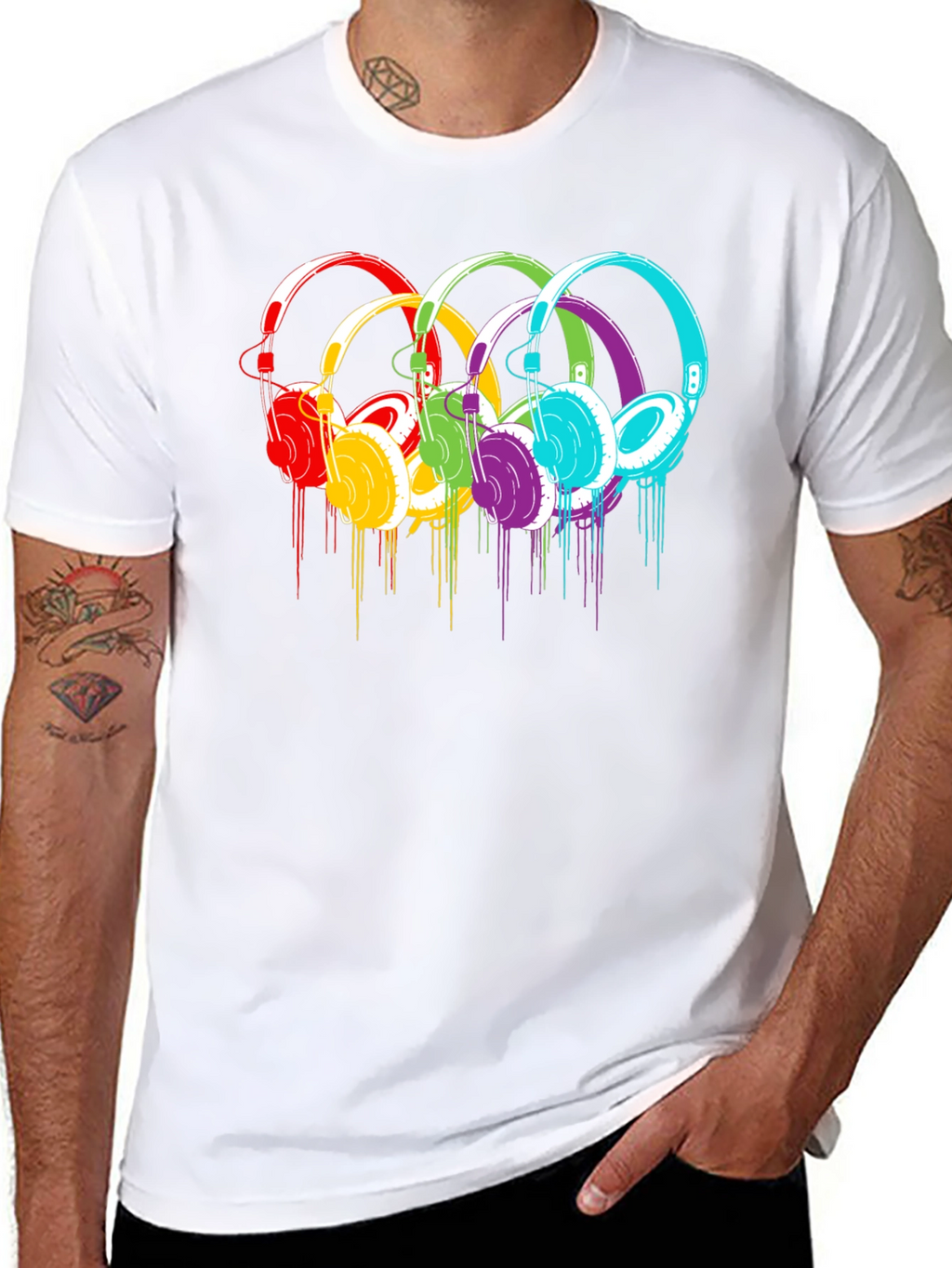 Rainbow Headphone Graphic T-Shirt