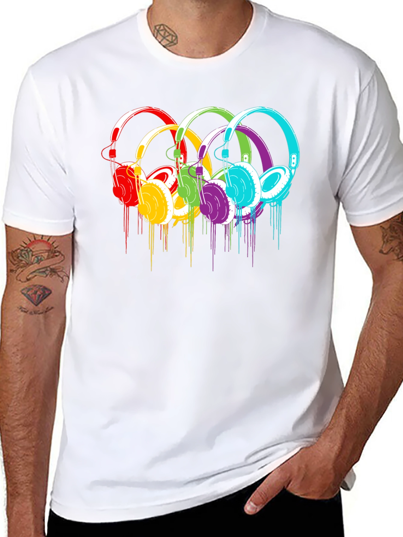 Rainbow Headphone Graphic T-Shirt