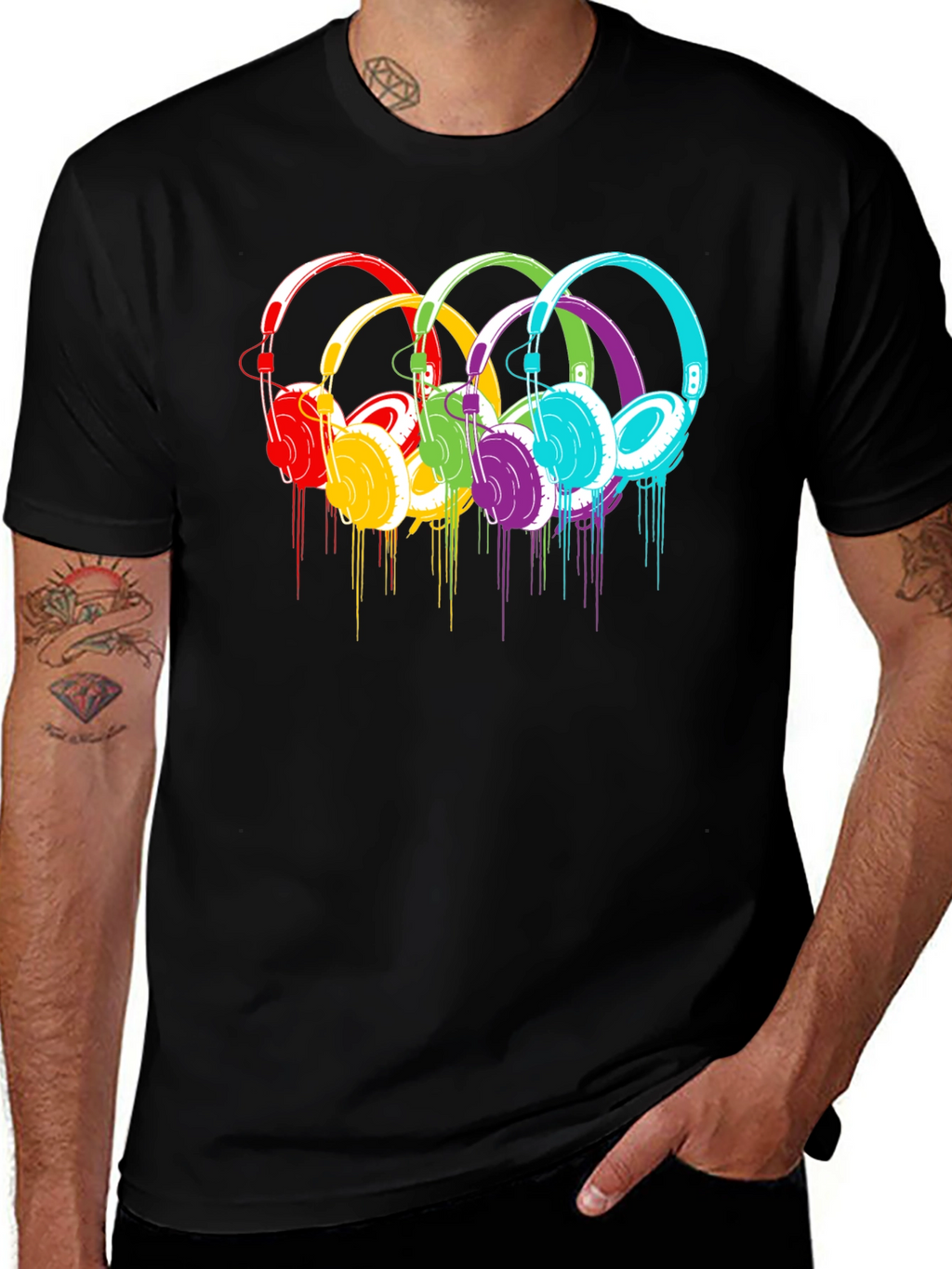 Rainbow Headphone Graphic T-Shirt