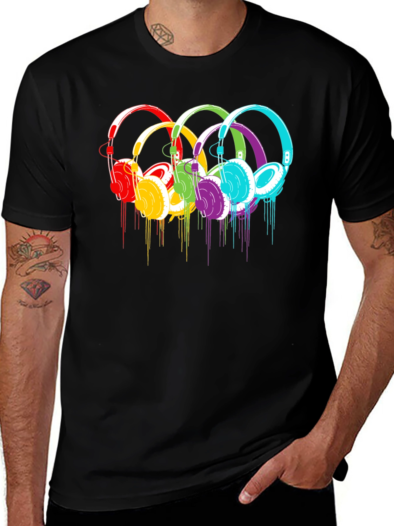 Rainbow Headphone Graphic T-Shirt