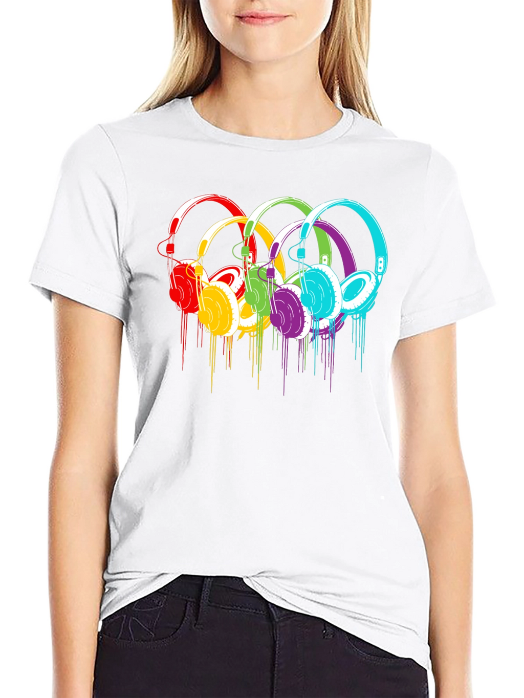 Rainbow Headphone Graphic T-Shirt