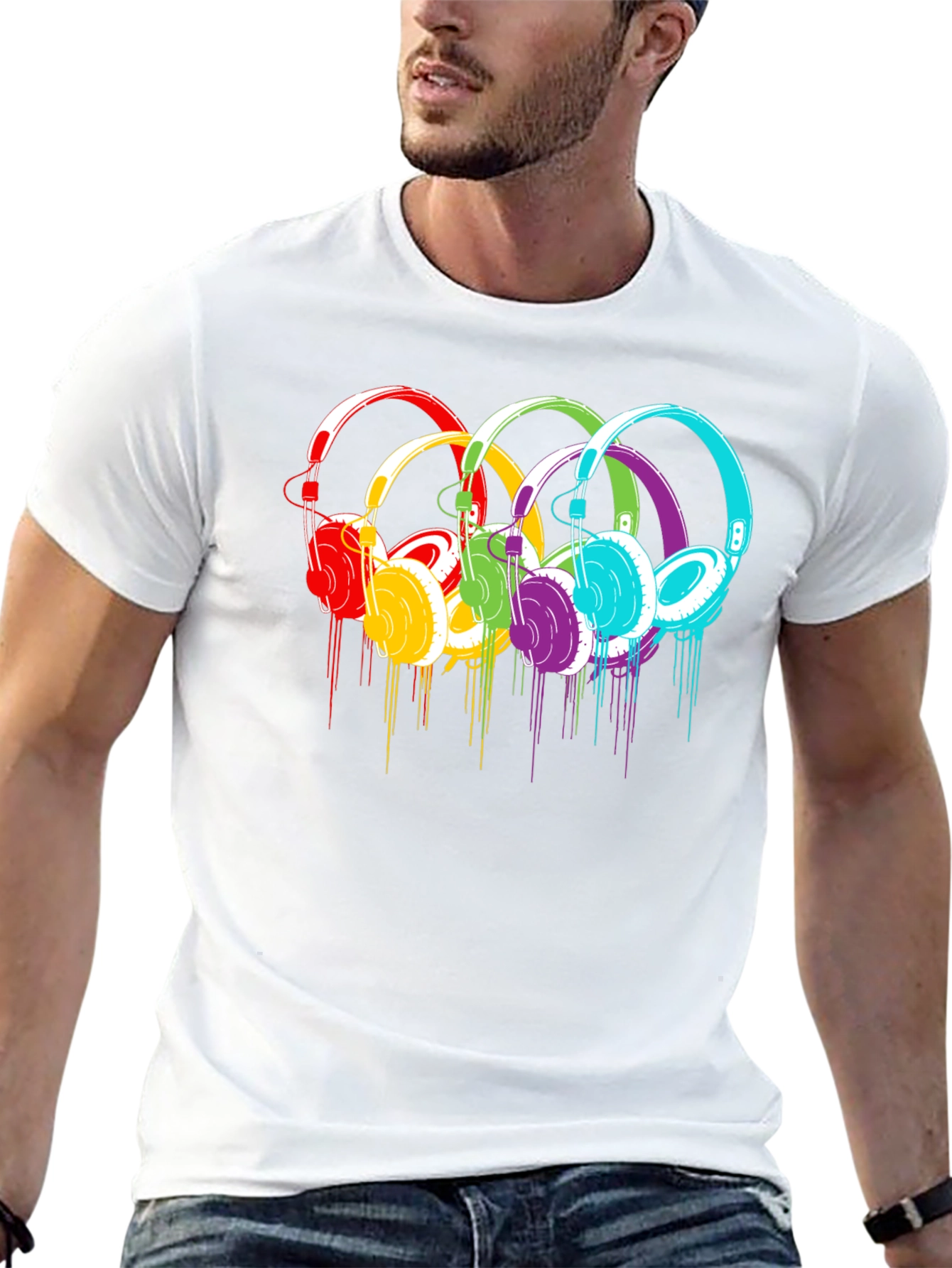 Rainbow Headphone Graphic T-Shirt